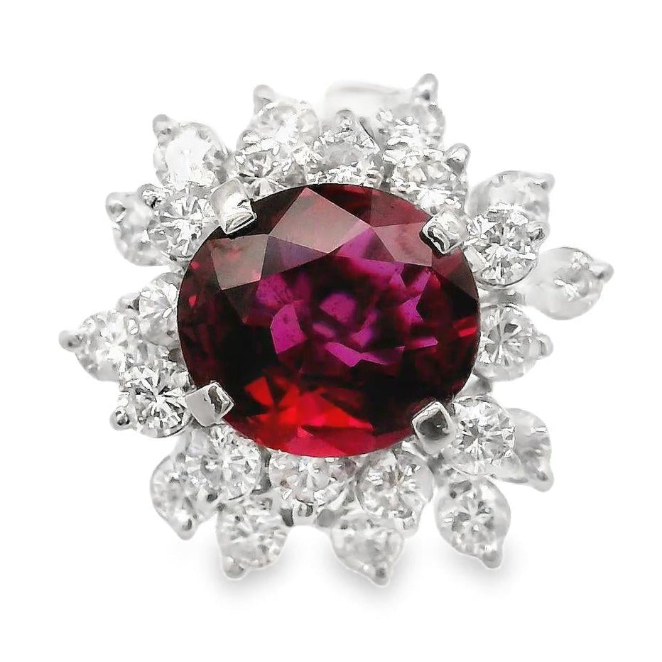 2.77 Carat Thai No-Heat Ruby Diamond White Gold Ring, GIA Certified