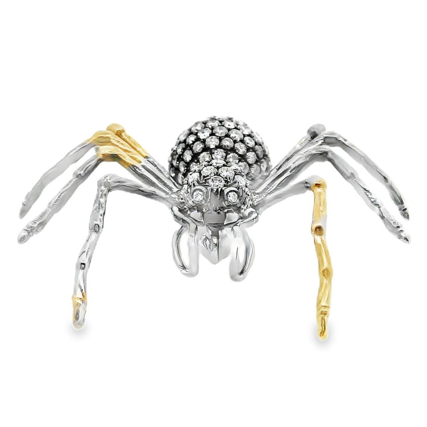 18K Gold Diamond Spider Brooch-Pendant