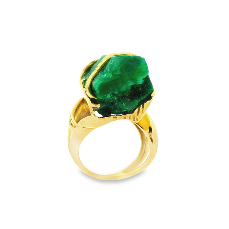 45.26 Carat Emerald-Crystal Diamond 18K Yellow Gold Cocktail Ring