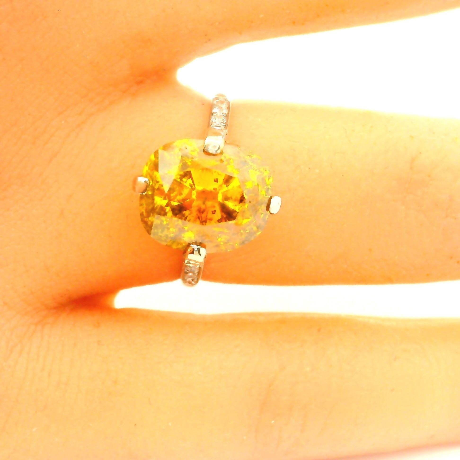 Art-Deco 6.24 Carat Fancy Deep Orange-Yellow Diamond Platinum Ring, GIA Certifie