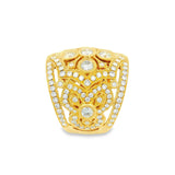 2.23 Carats Diamond Antique-Style 18K Yellow Gold Band Ring