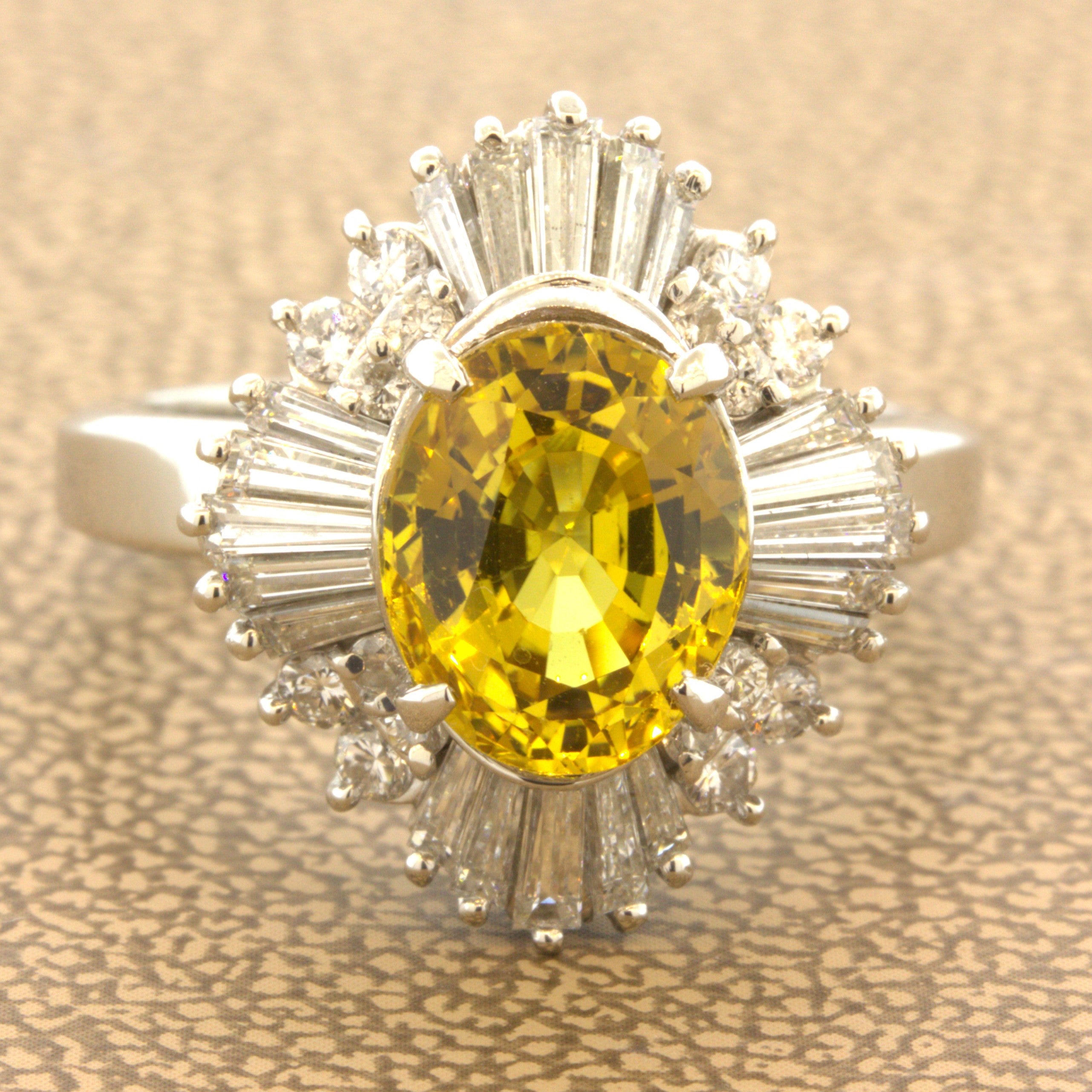 Fine Yellow Sapphire Diamond Platinum Ring