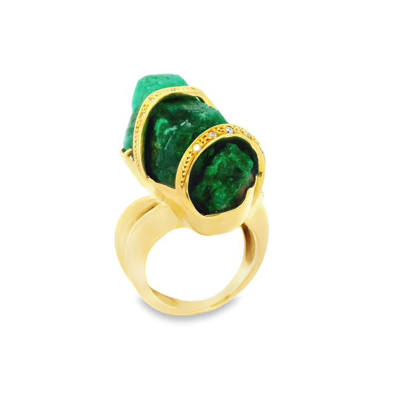 45.26 Carat Emerald-Crystal Diamond 18K Yellow Gold Cocktail Ring