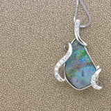 Australian Boulder Opal Diamond Platinum Pendant