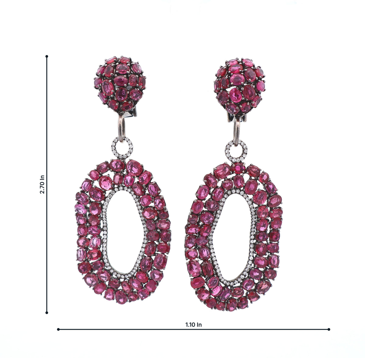 Estate Ruby Diamond 18K Gold Dangle Drop Earrings