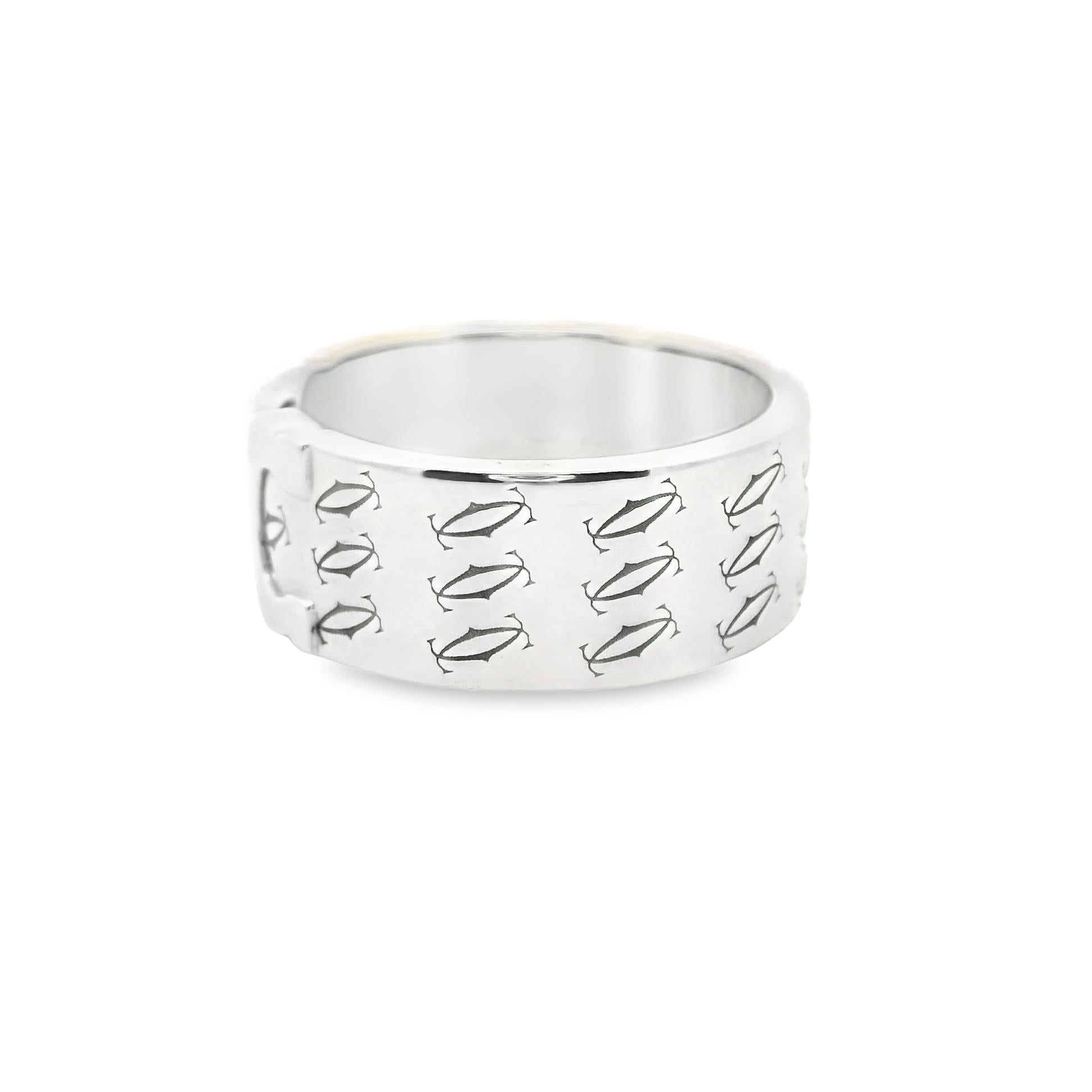 Cartier Double-C 18k White Gold Band Ring