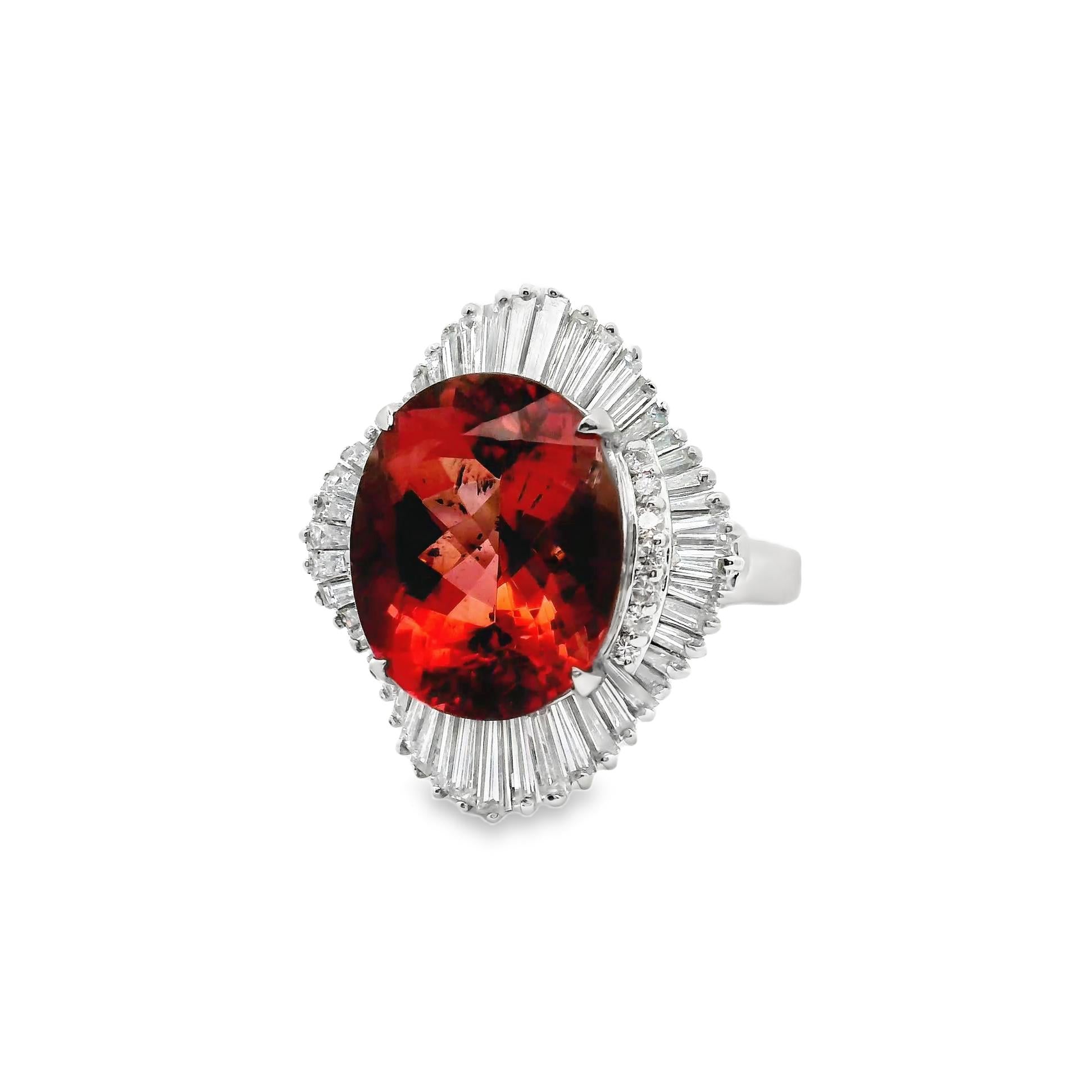 10.46 Carat Tourmaline Diamond Platinum Ballerina Ring