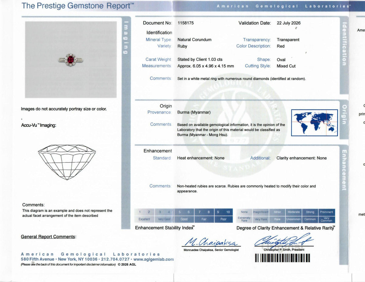 1.03 Carat No-Heat Burmese Ruby Diamond Platinum Halo Ring, AGL Certified
