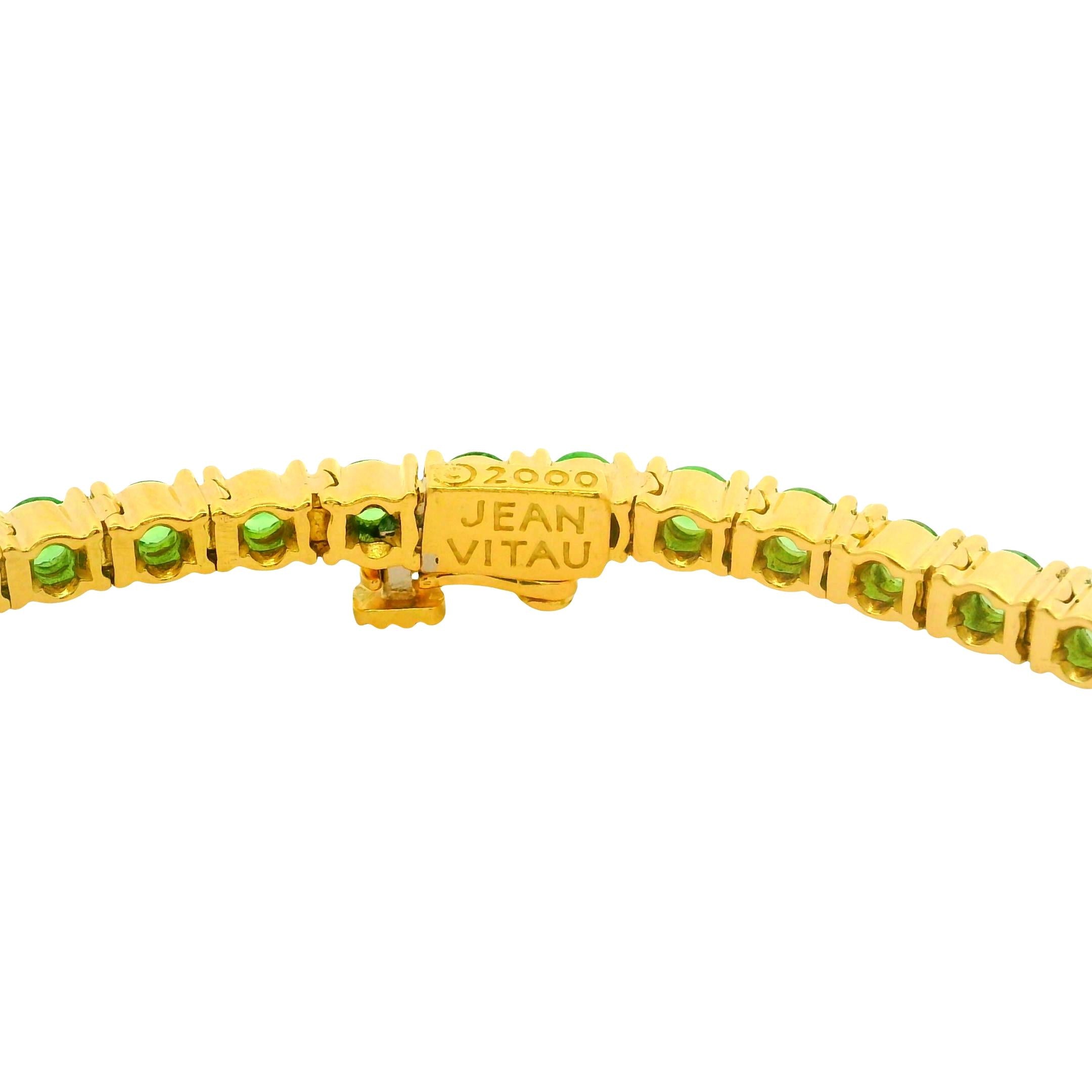Jean Vitau Tsavorite 18K Yellow Gold Tennis Bracelet