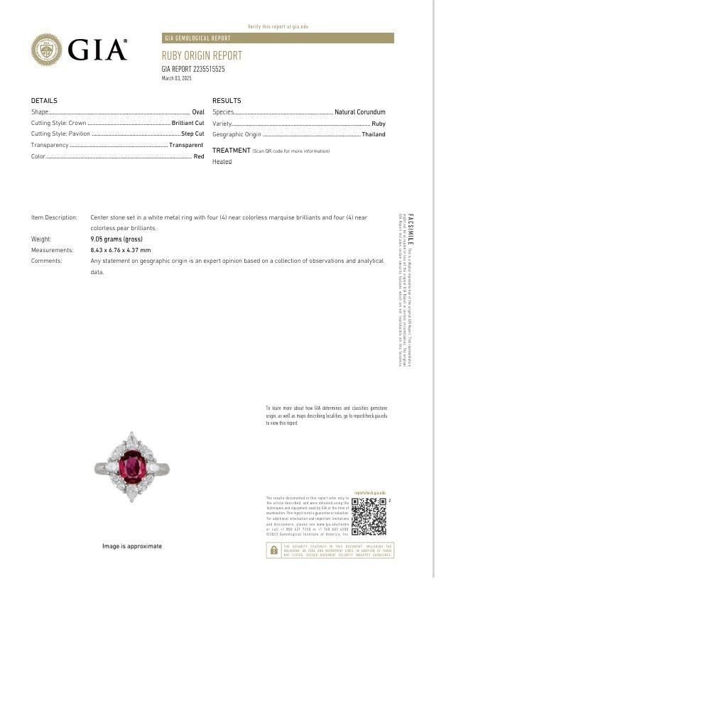Exceptional 2.25 Carat Ruby Diamond Platinum Ring, GIA Certified
