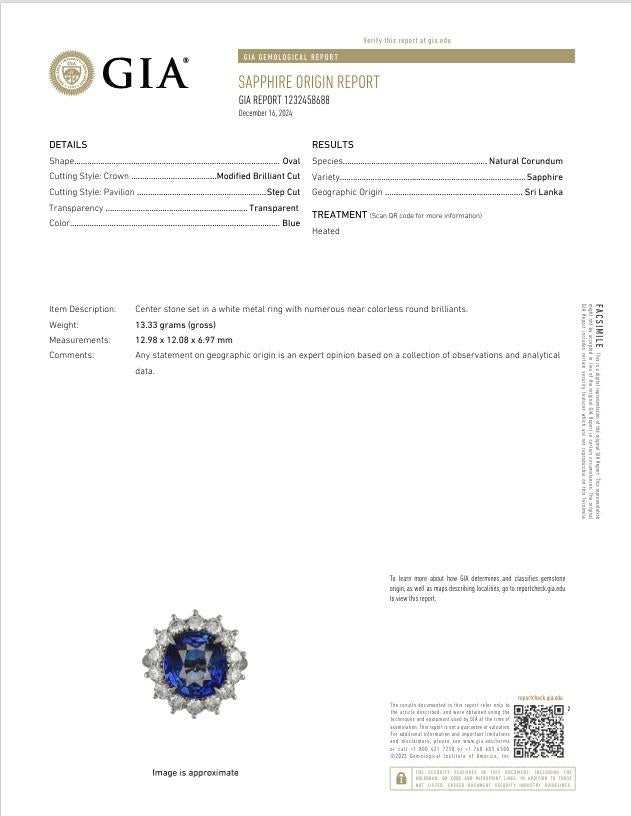 9.97 Carat Ceylon Sapphire Diamond Halo Platinum Ring, GIA Certified