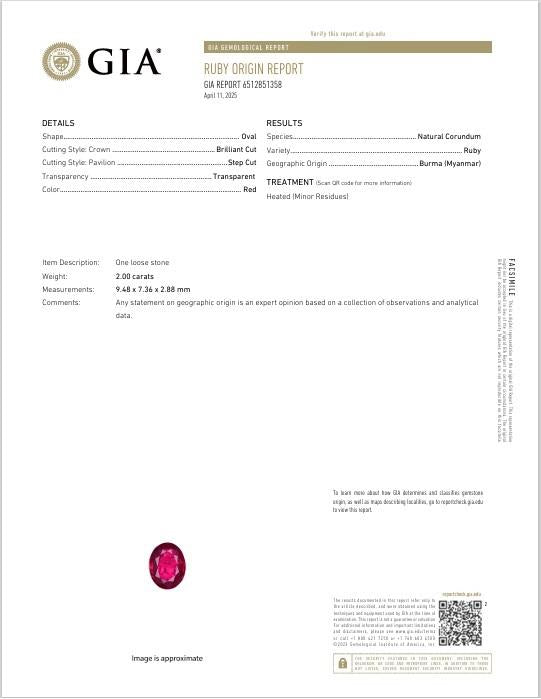 2.00 Carat Burmese Ruby Diamond Platinum Pendant, GIA Certified