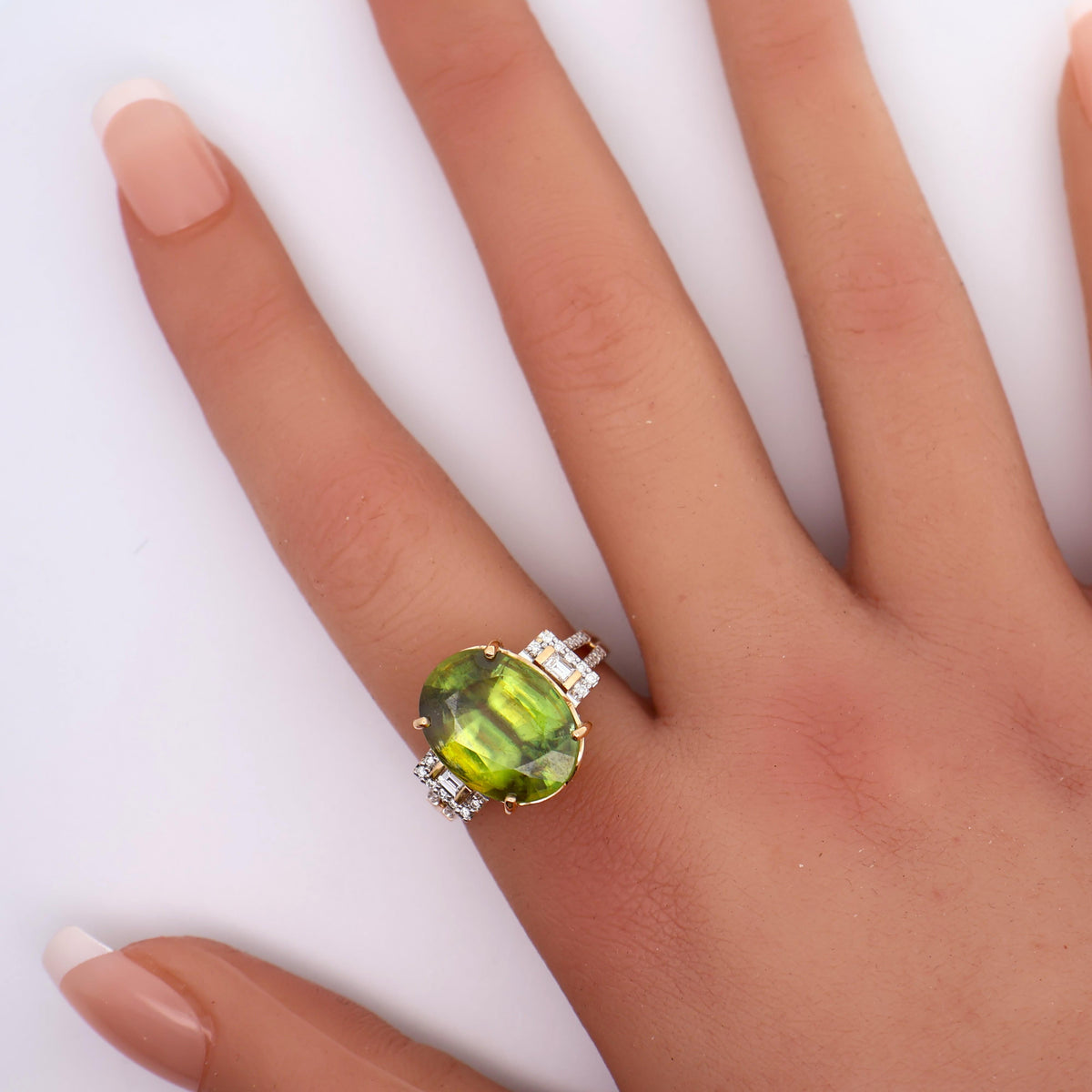 10.33 Carat Sphene Diamond 18K Yellow Gold Ring