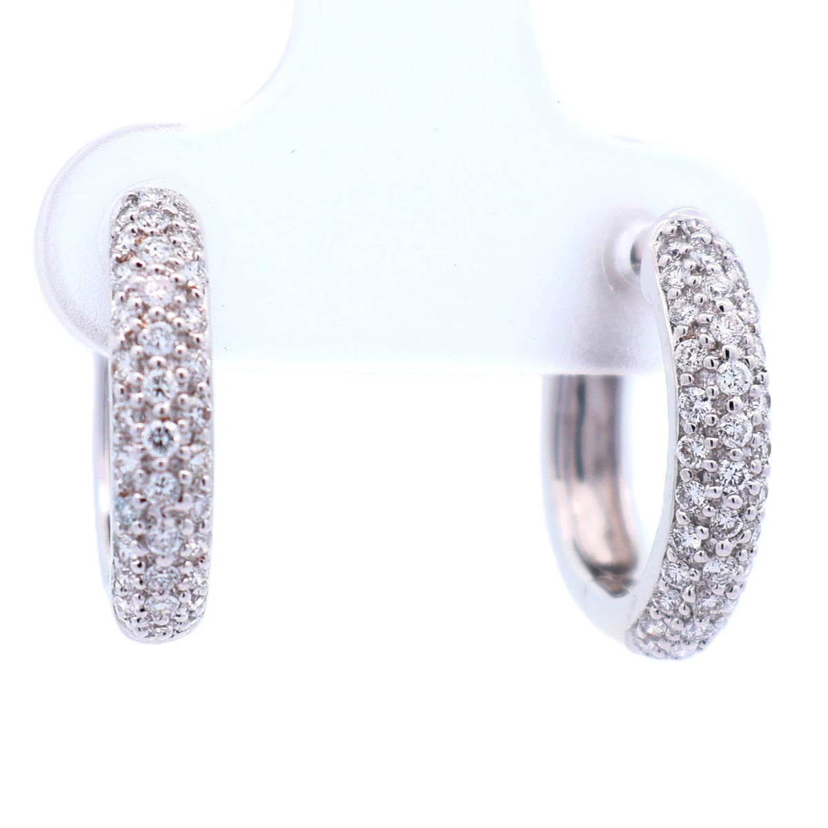 Diamond 18K White Gold Huggie Earrings