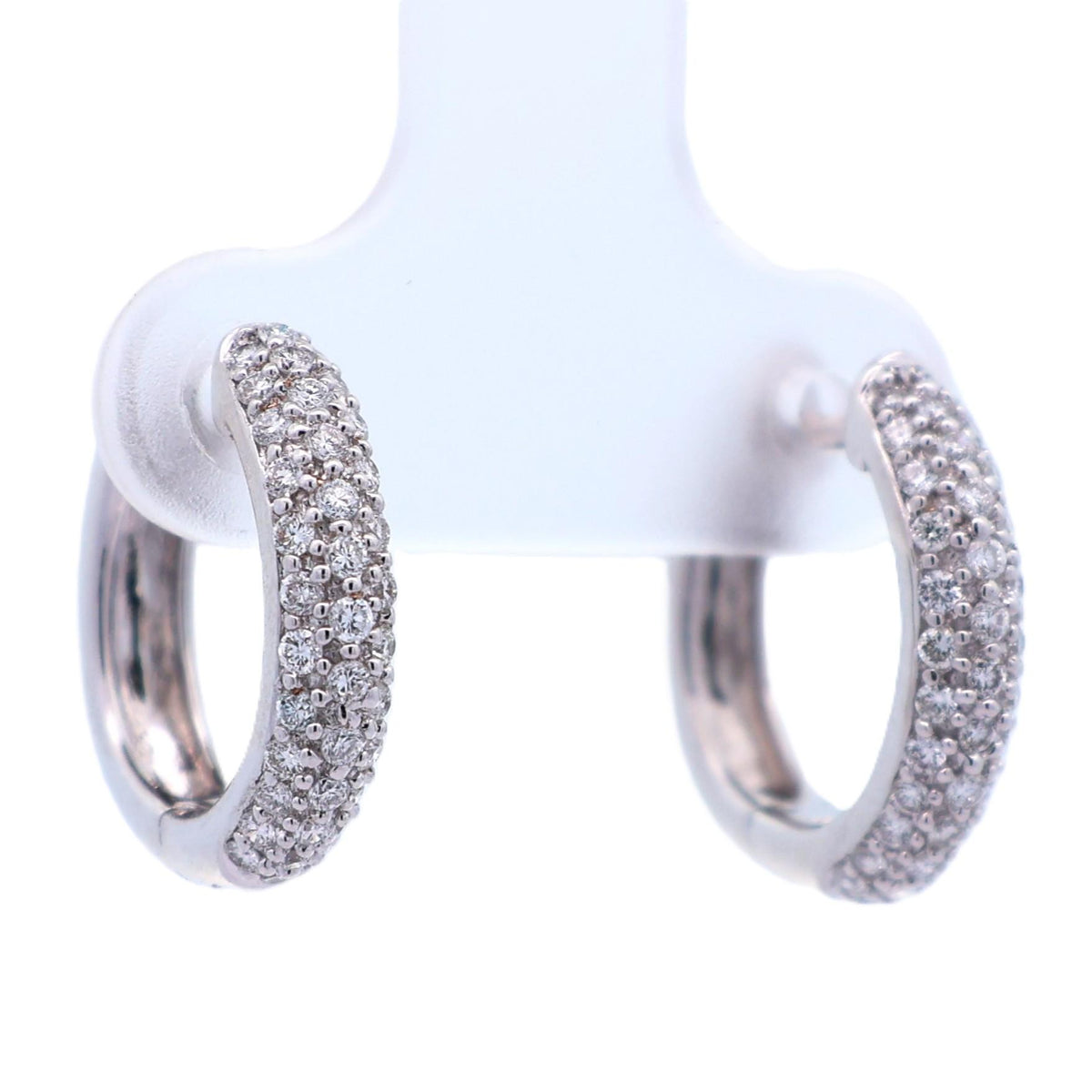 Diamond 18K White Gold Huggie Earrings