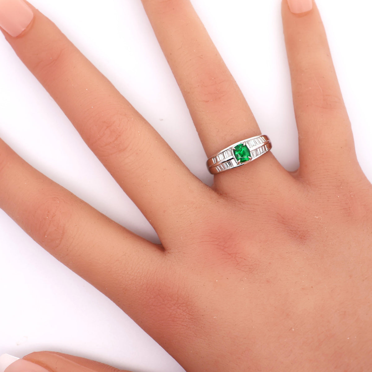 Tsavorite Garnet Diamond Platinum Ring