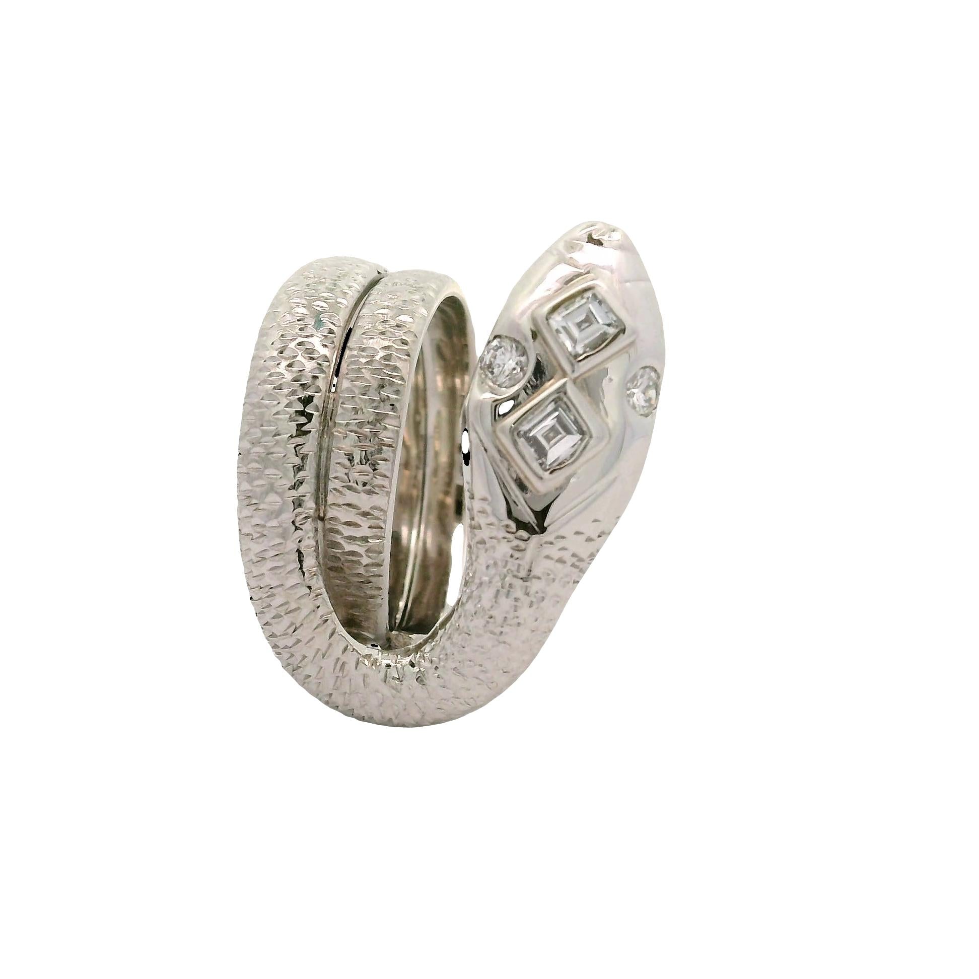 Diamond Platinum Coiled Snake Ring