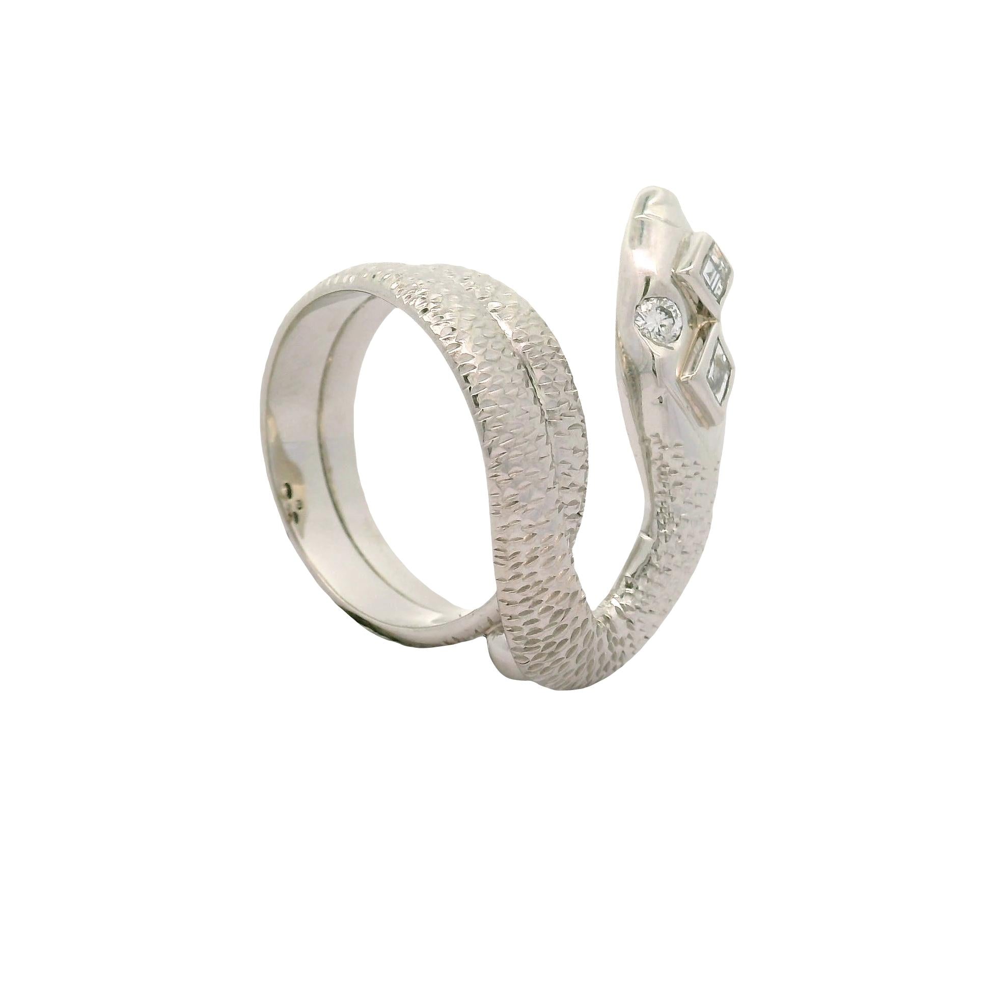 Diamond Platinum Coiled Snake Ring