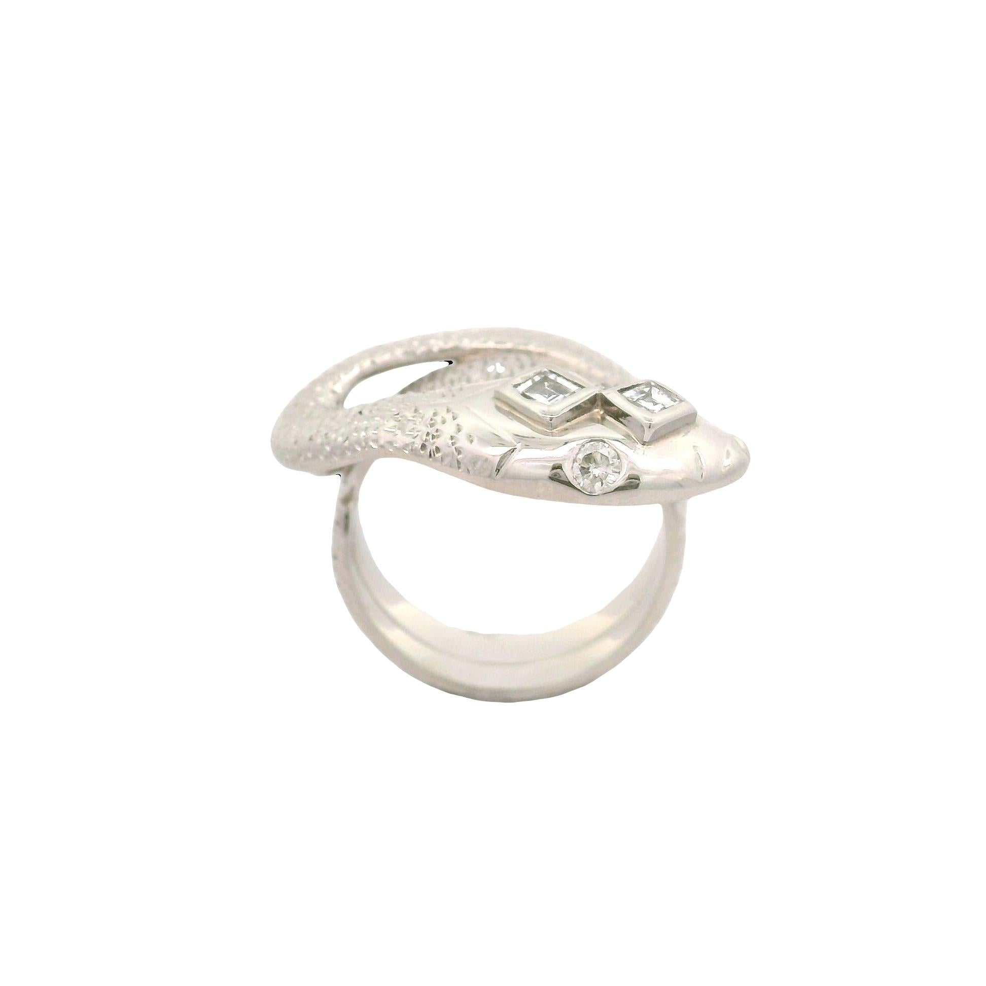 Diamond Platinum Coiled Snake Ring