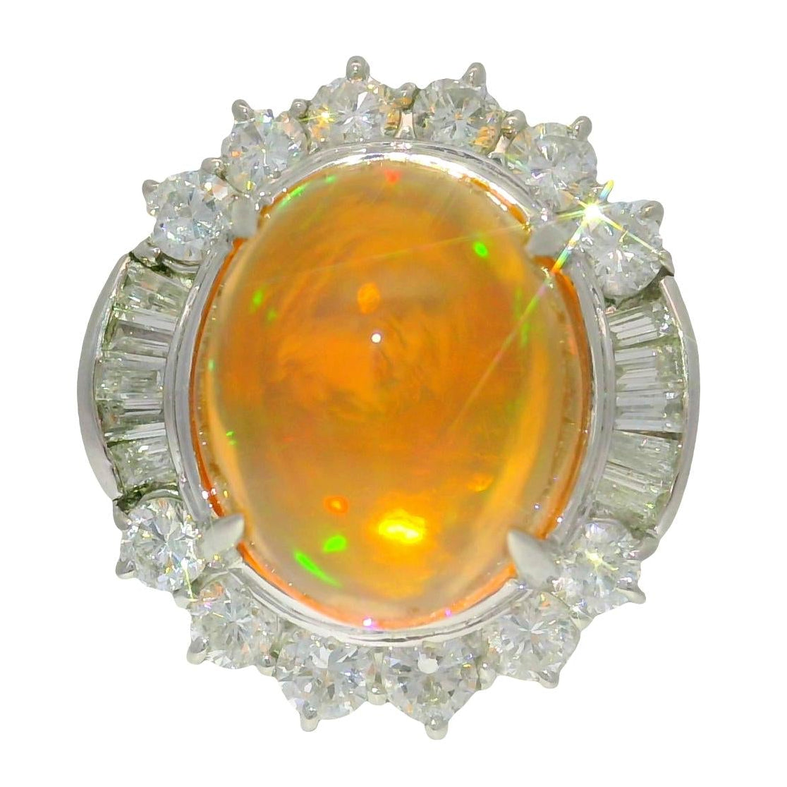 8.26 Carat Fire Opal Diamond Platinum Ring