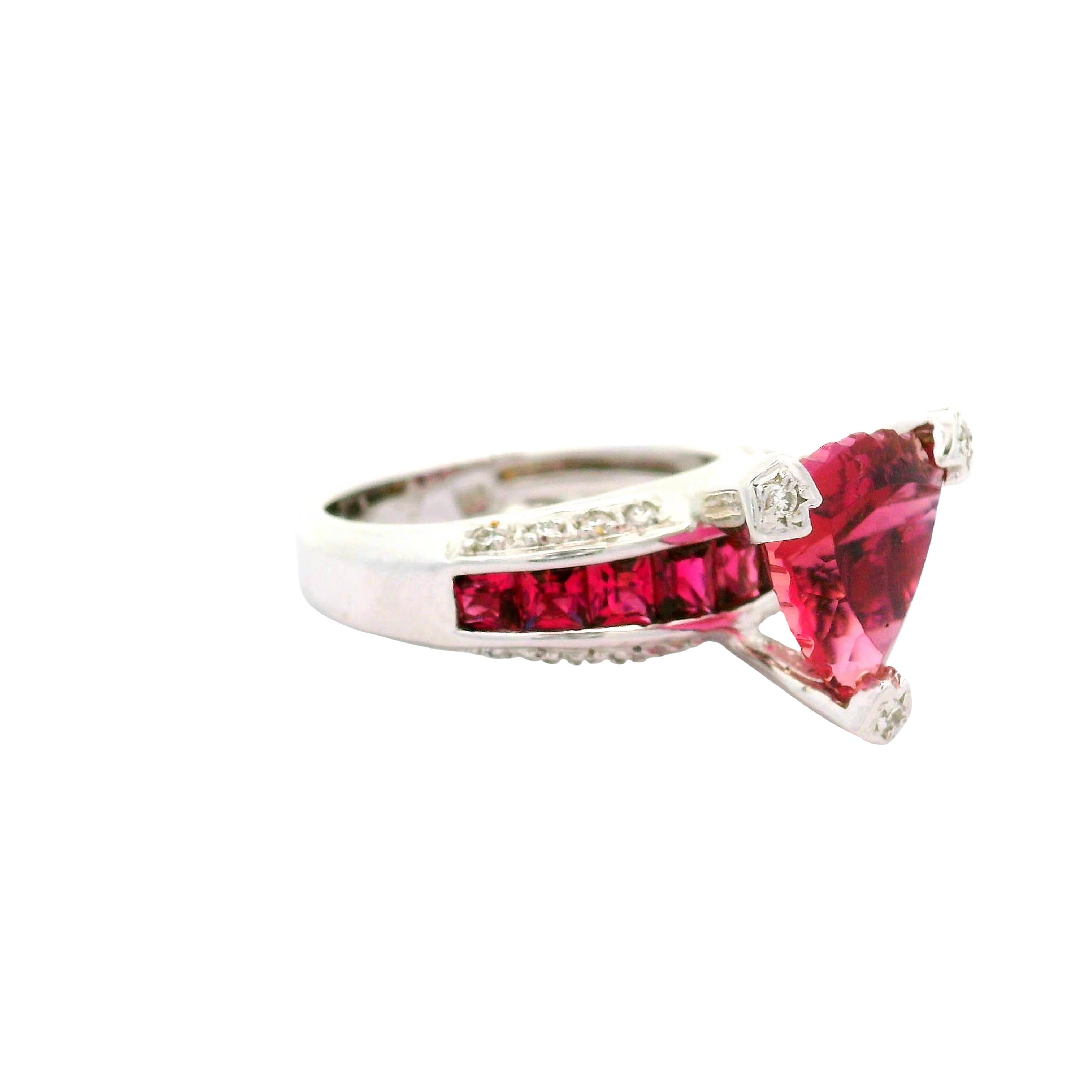 Bellarri Pink Tourmaline Diamond 18K White Gold Ring