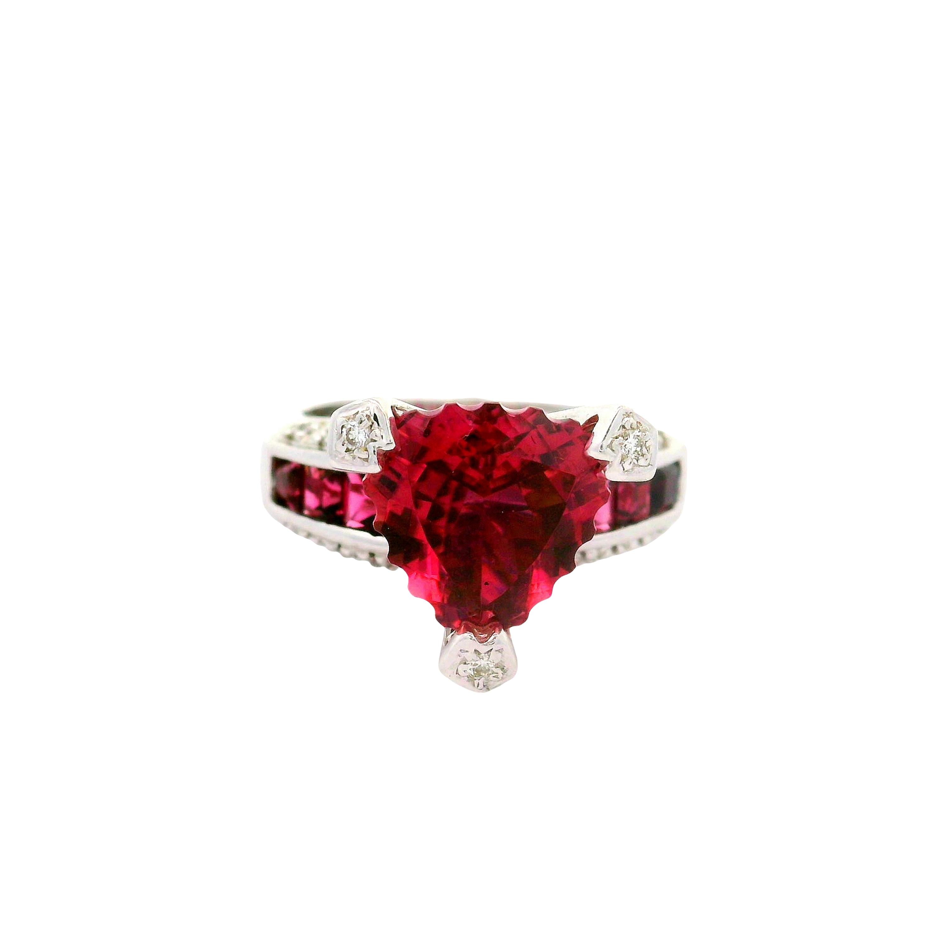 Bellarri Pink Tourmaline Diamond 18K White Gold Ring