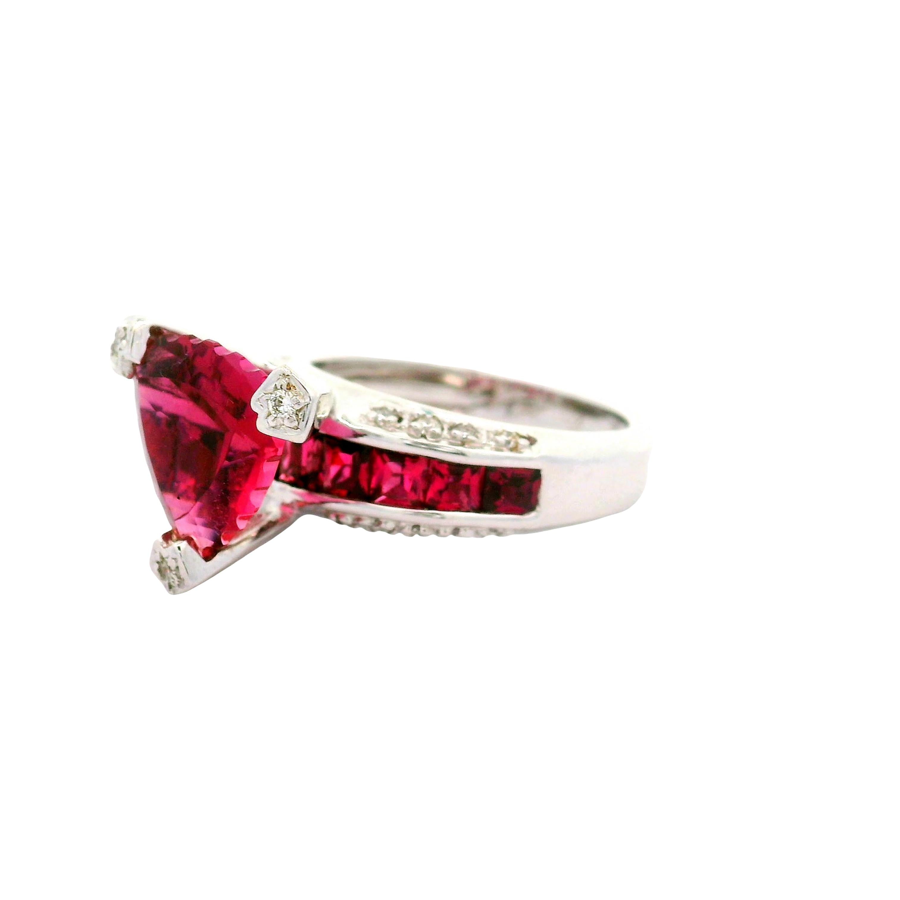 Bellarri Pink Tourmaline Diamond 18K White Gold Ring