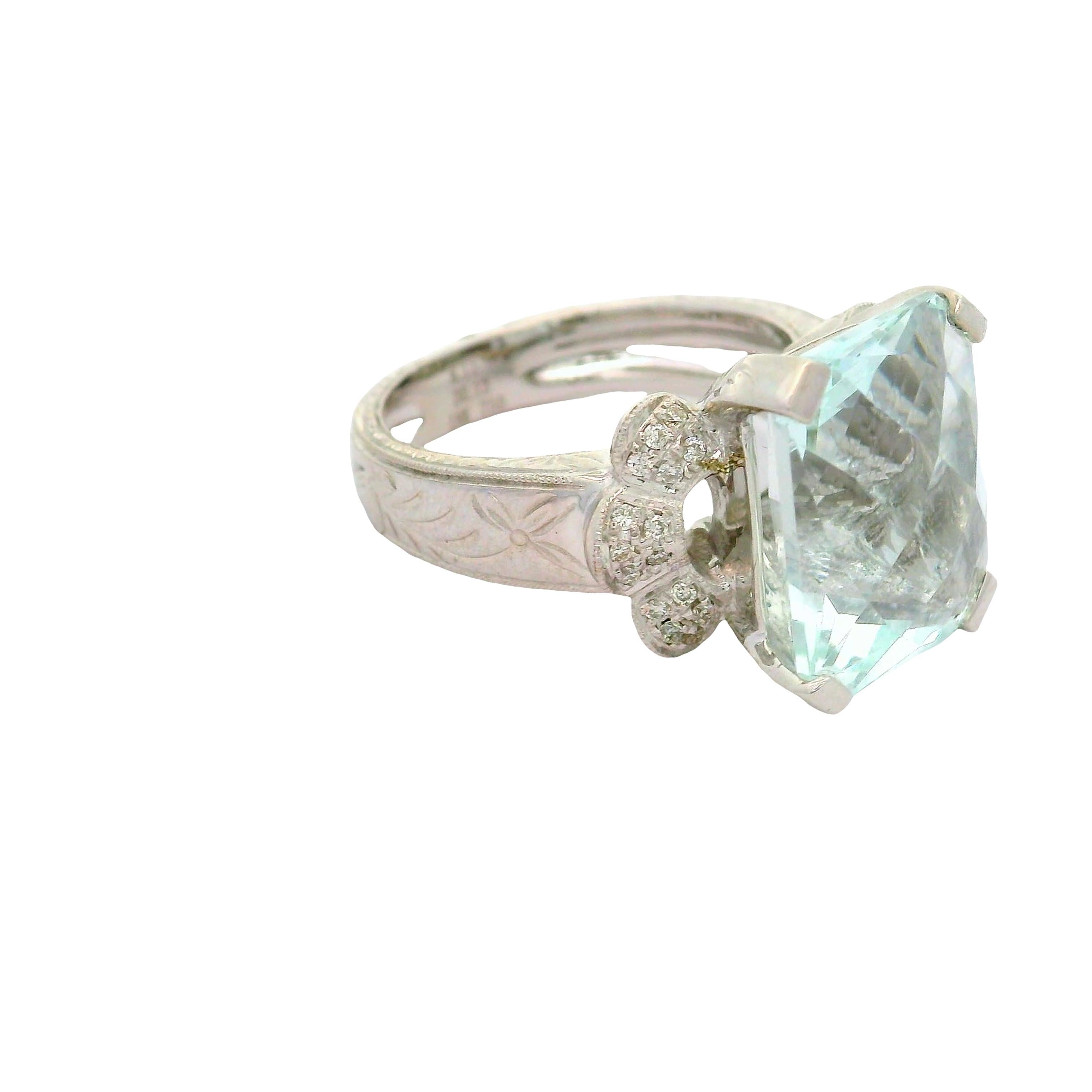 8.11 Carat Aquamarine Diamond 18K White Gold Ring