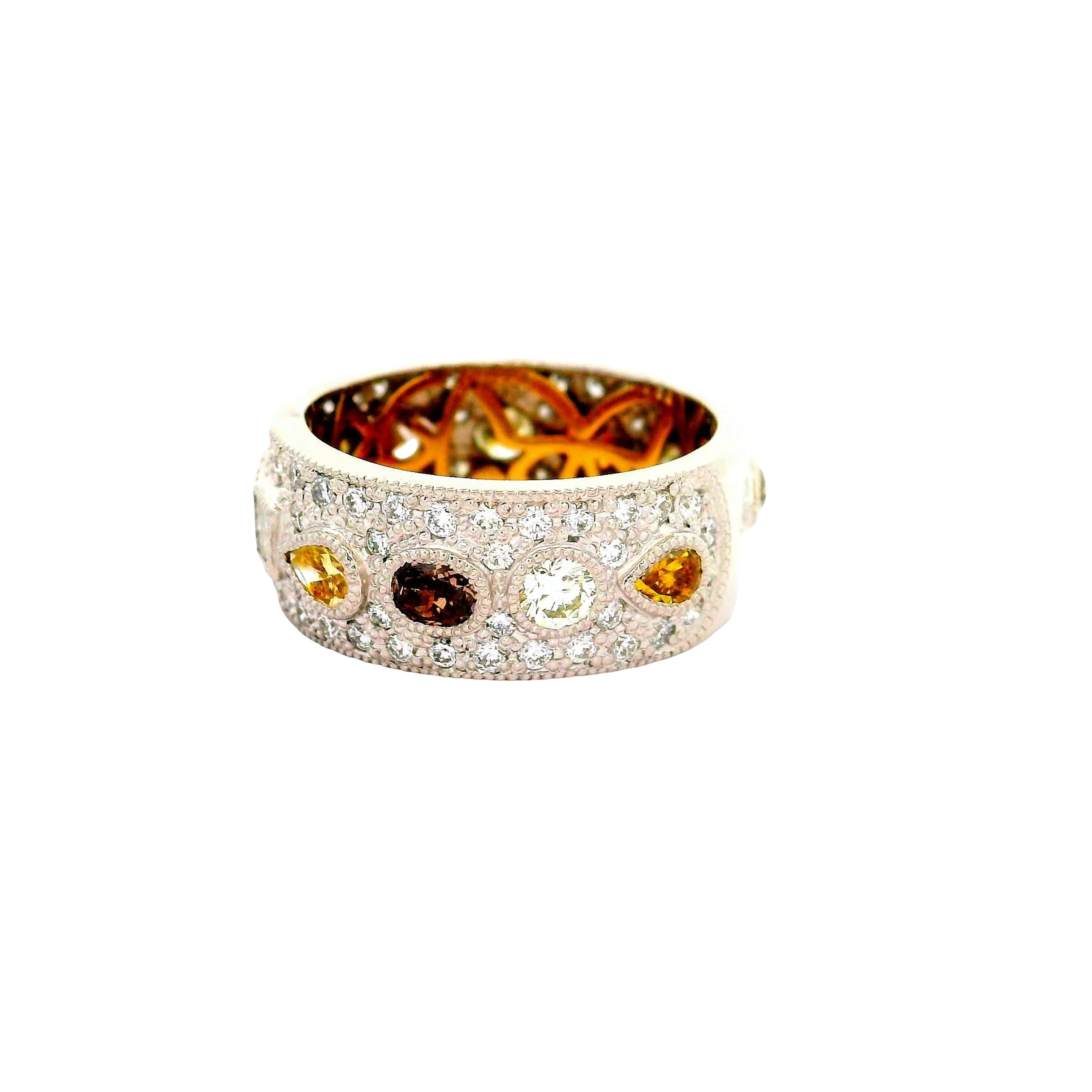 Diamond Platinum & 18K Gold Pave Band