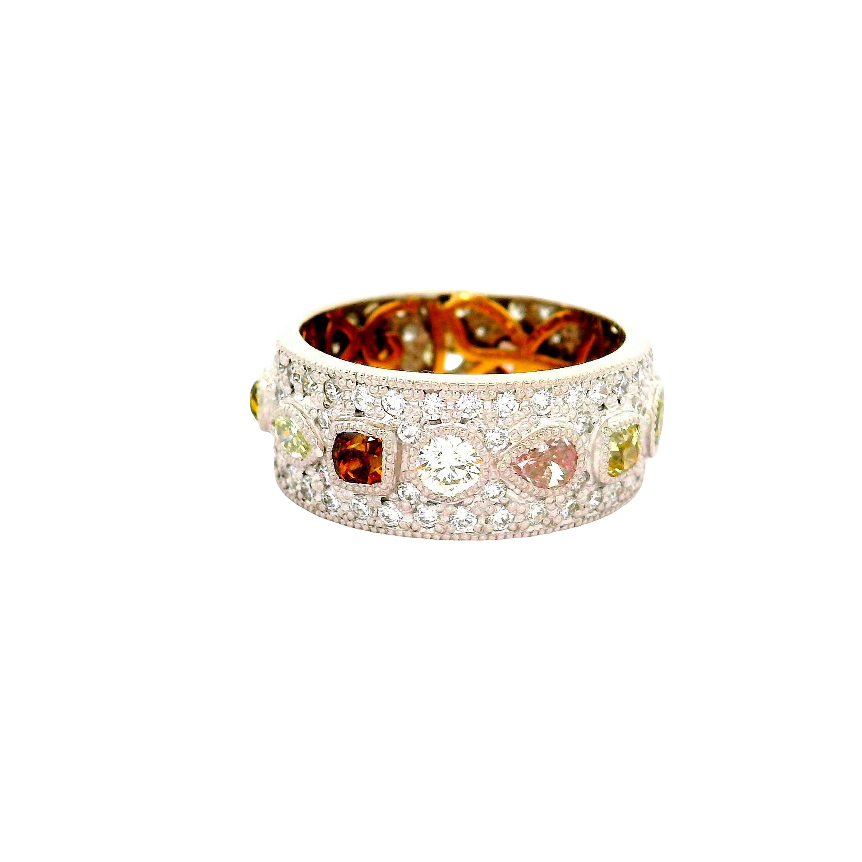 Diamond Platinum & 18K Gold Pave Band