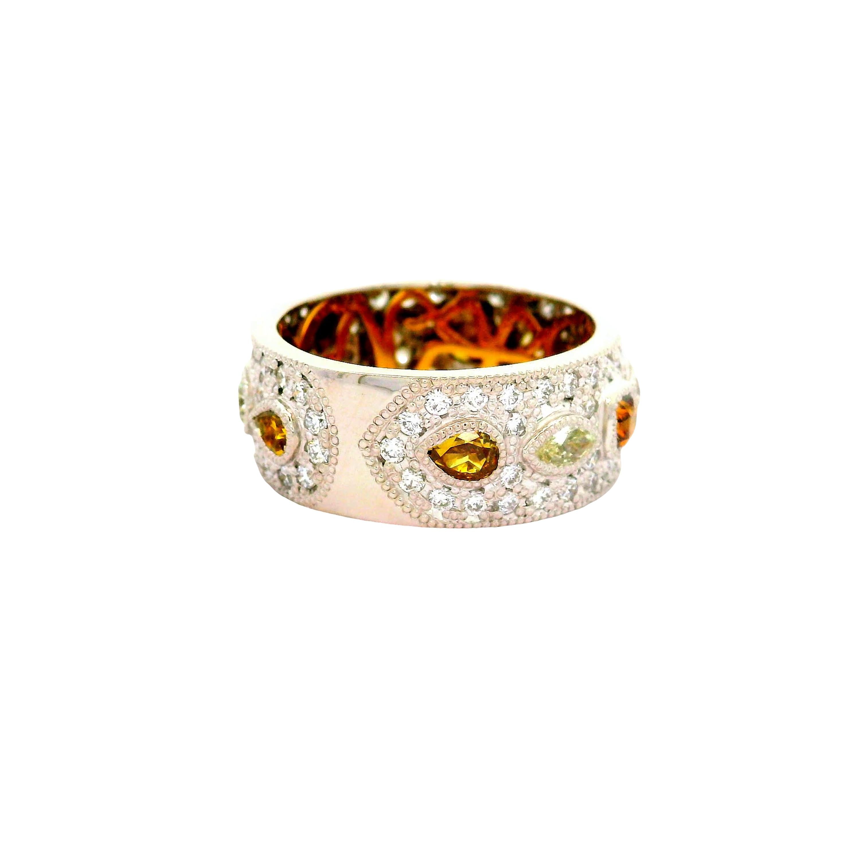 Diamond Platinum & 18K Gold Pave Band