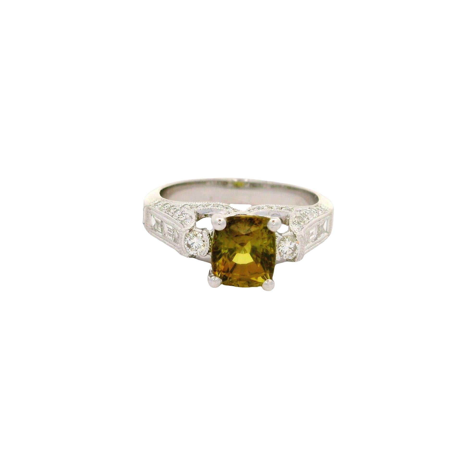 2.07 Carat Alexandrite Diamond 18K White Gold Ring, GIA Certified