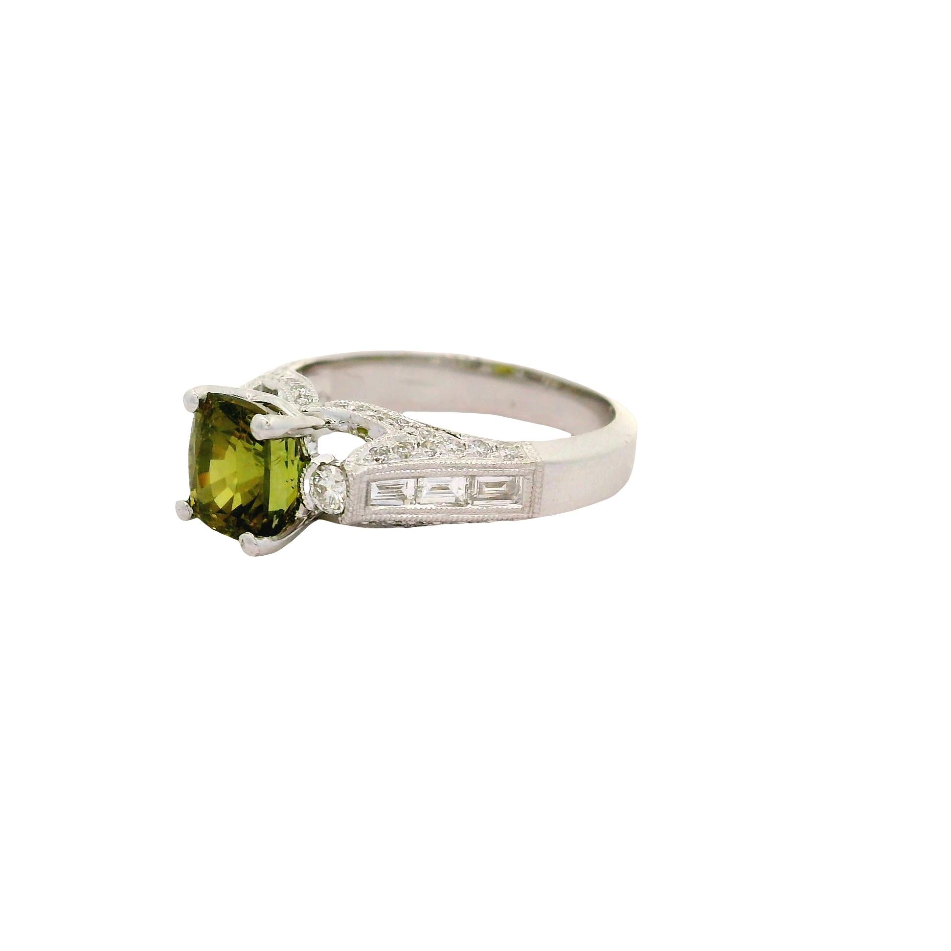2.07 Carat Alexandrite Diamond 18K White Gold Ring, GIA Certified