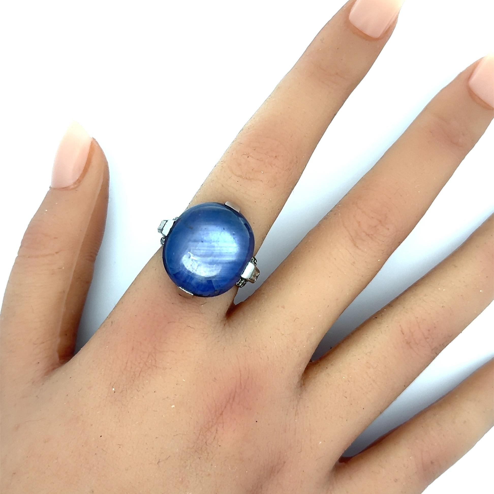 Cartier Art-Deco Star Sapphire & Diamond Platinum Ring, Circa 1930’s