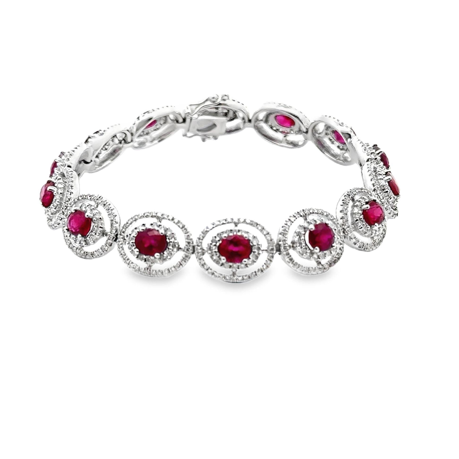 Ruby Diamond 18k White Gold Bracelet