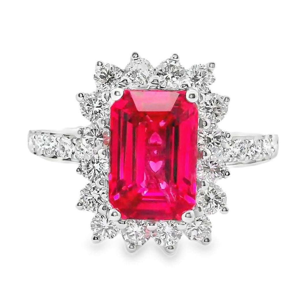 Exceptional 2.22 Carat Vivid-Pink Spinel Diamond 18k White Gold Ring, GRS Certif