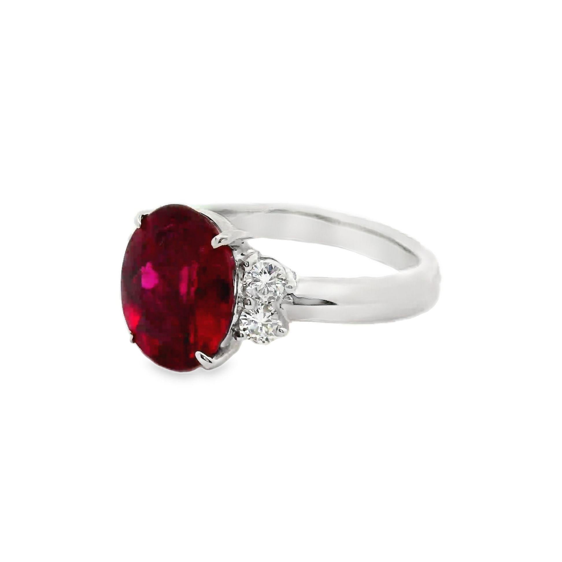 Rubellite Tourmaline Diamond Platinum Ring