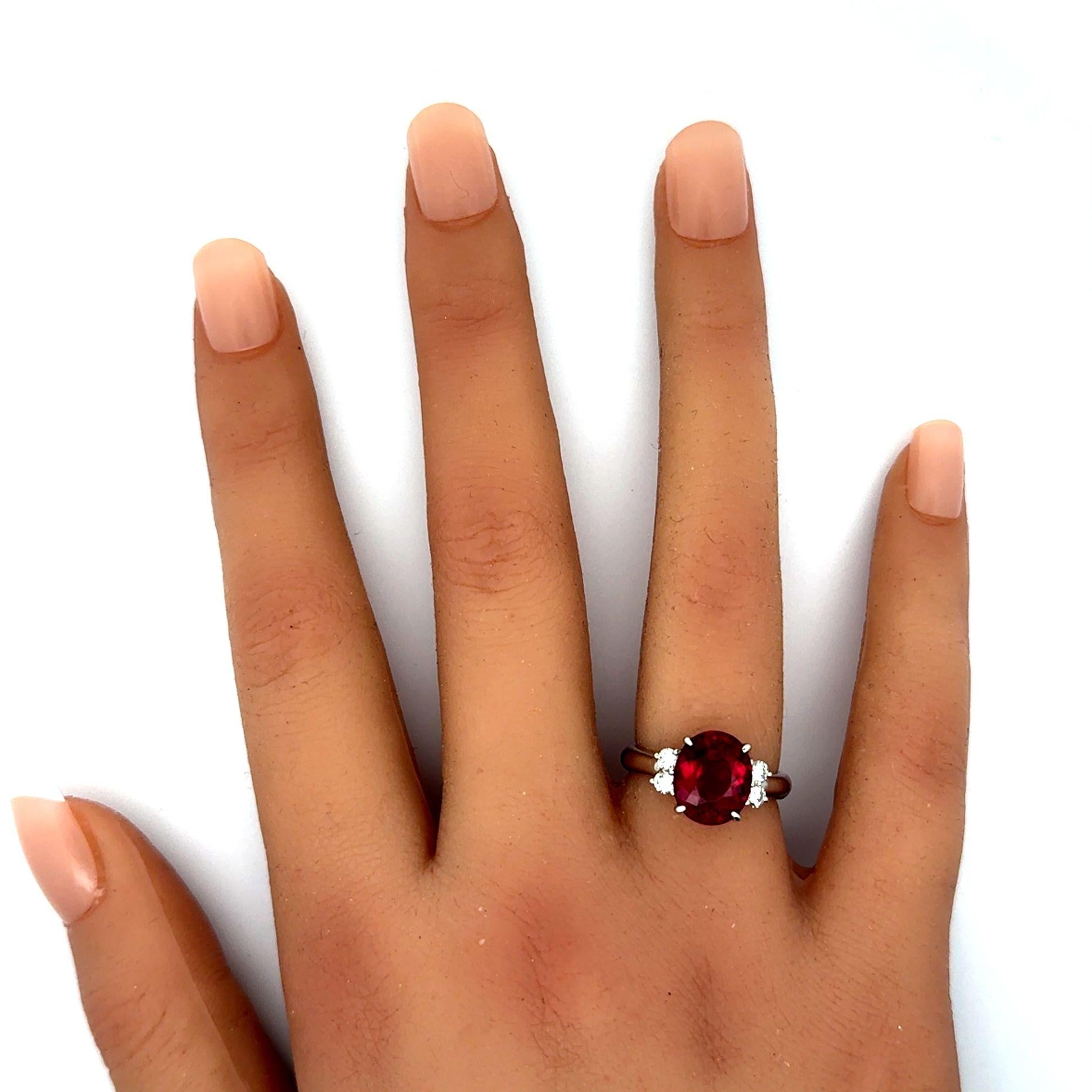 Rubellite Tourmaline Diamond Platinum Ring
