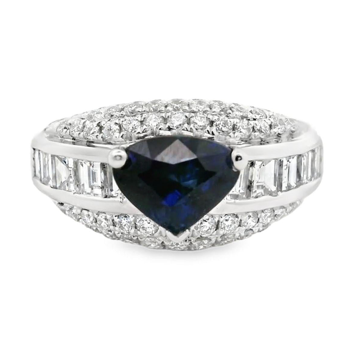 Blue Sapphire Diamond Platinum Ring
