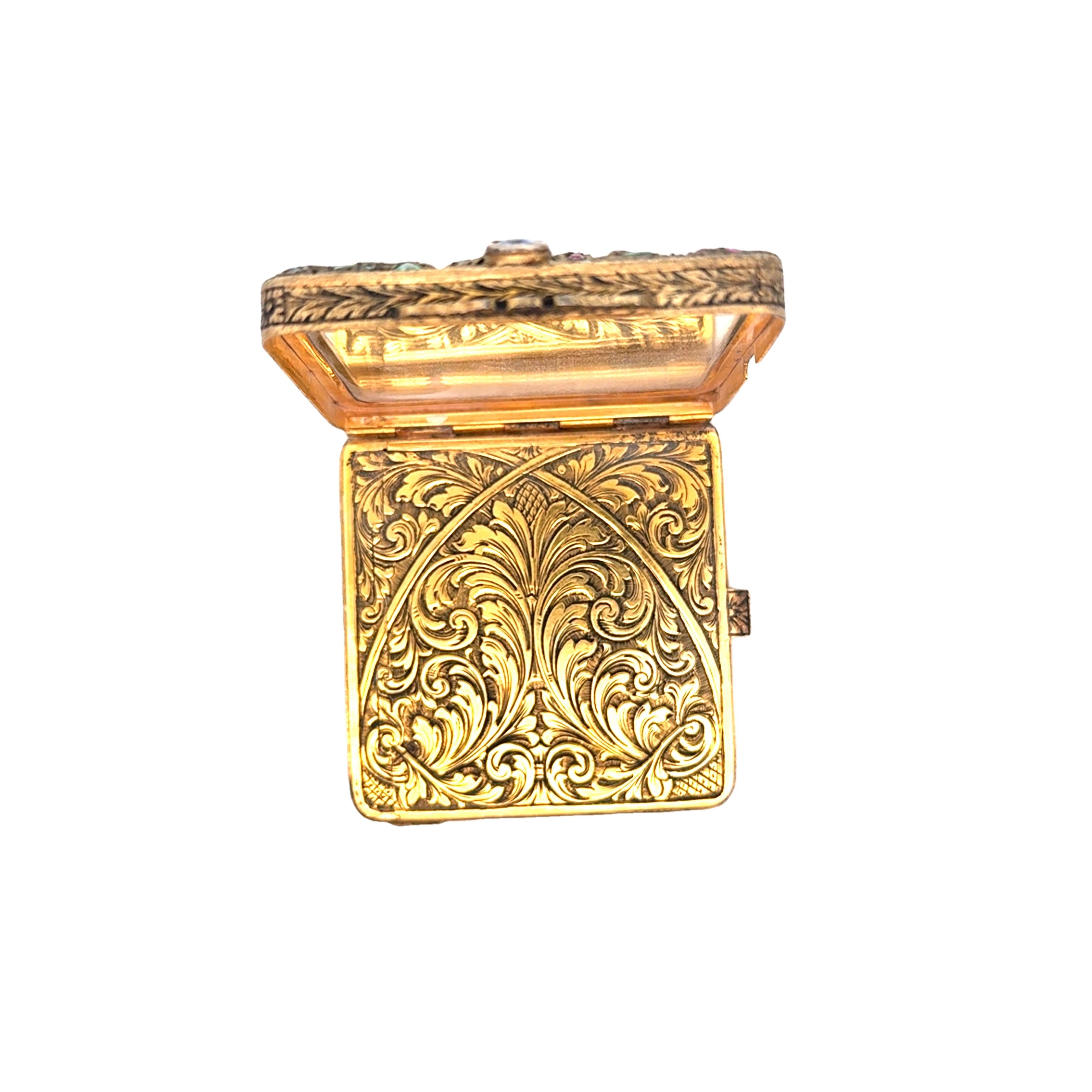 Victorian Ruby Sapphire Emerald Demantoid Silver Gold Plated Powder Lipstick Set