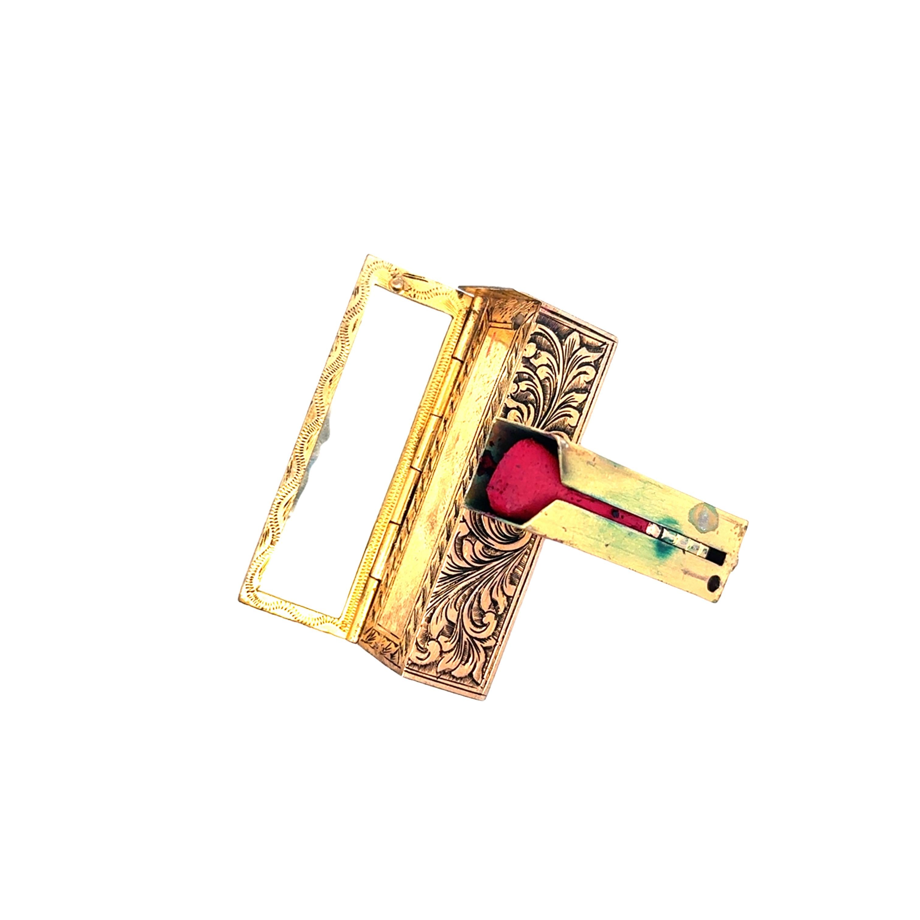 Victorian Ruby Sapphire Emerald Demantoid Silver Gold Plated Powder Lipstick Set