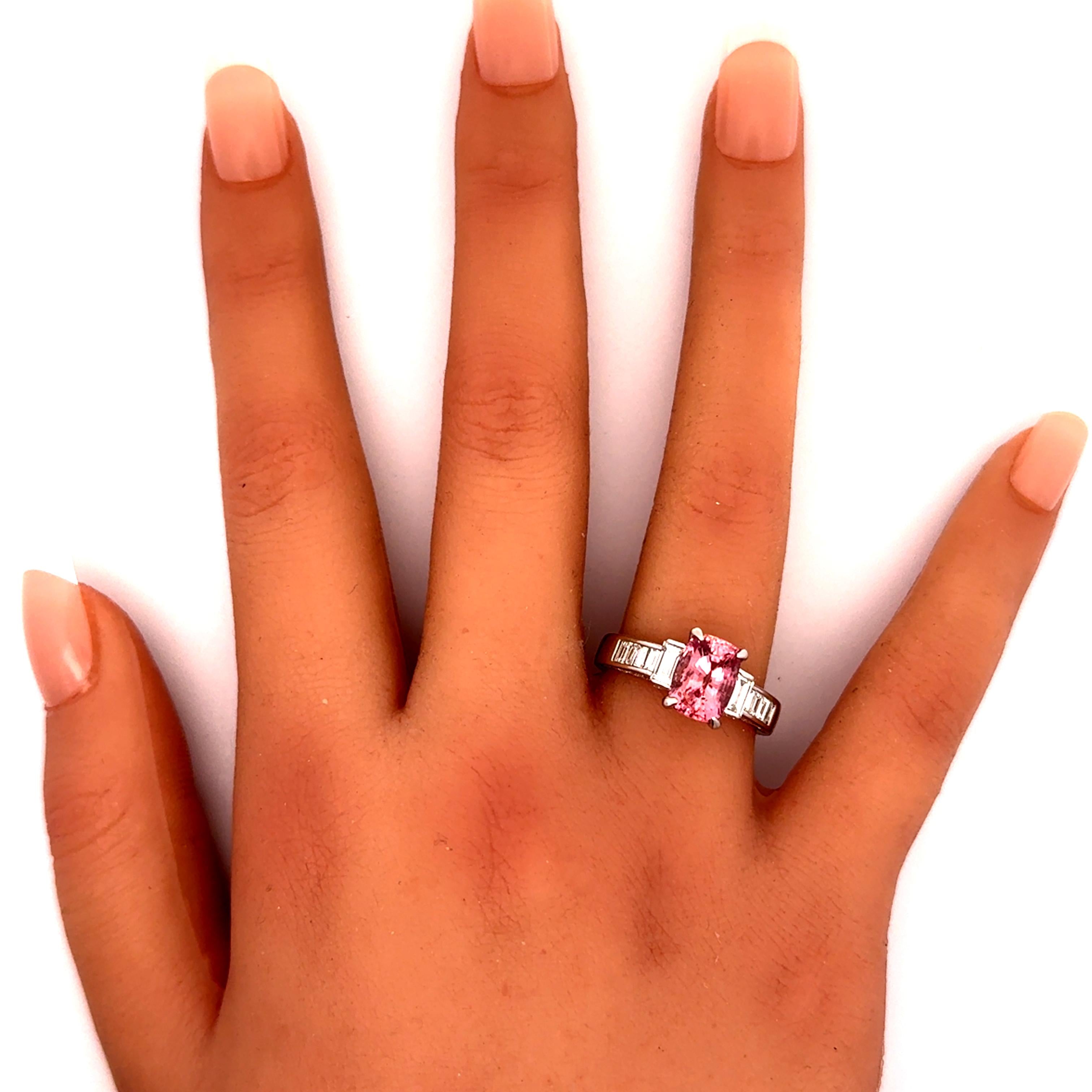 3.23 Carat Padparadscha Sapphire Diamond Platinum Ring, GRS Certified