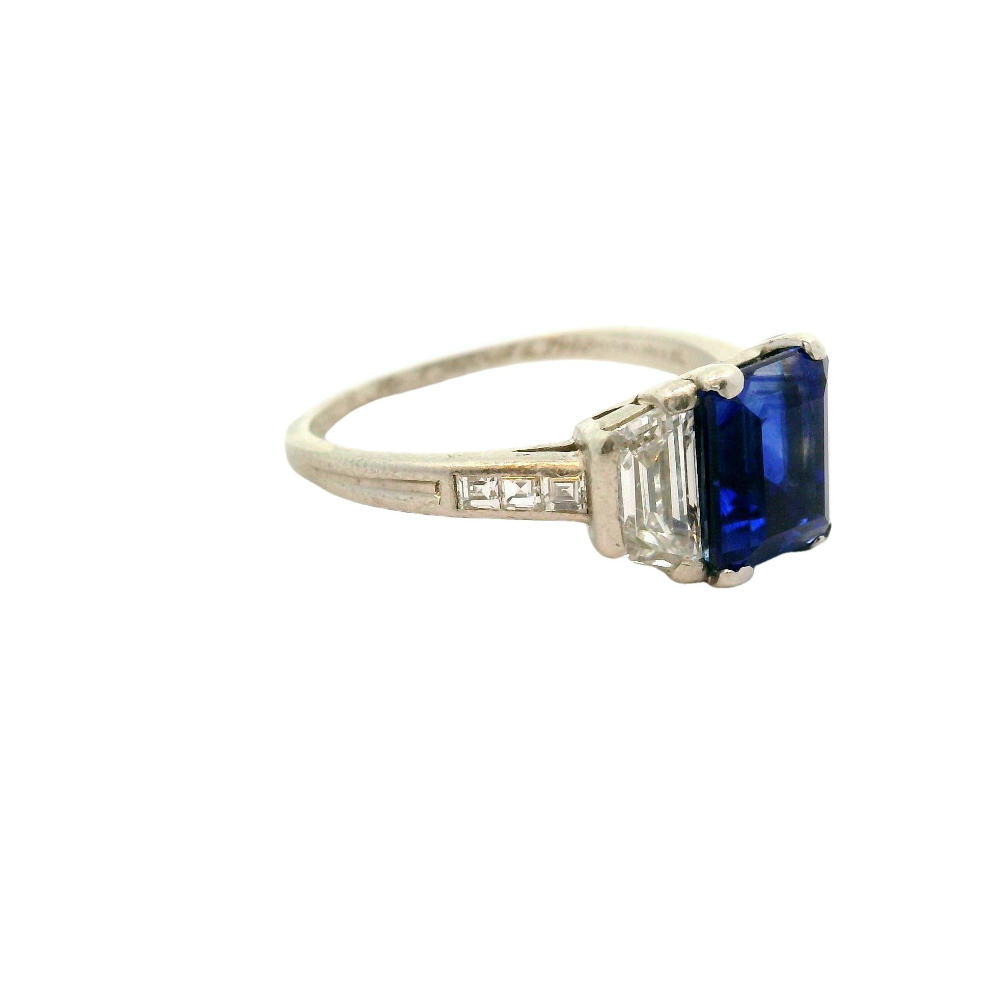 Important Art Deco Tiffany & Co. Kashmir Sapphire Diamond Platinum Ring