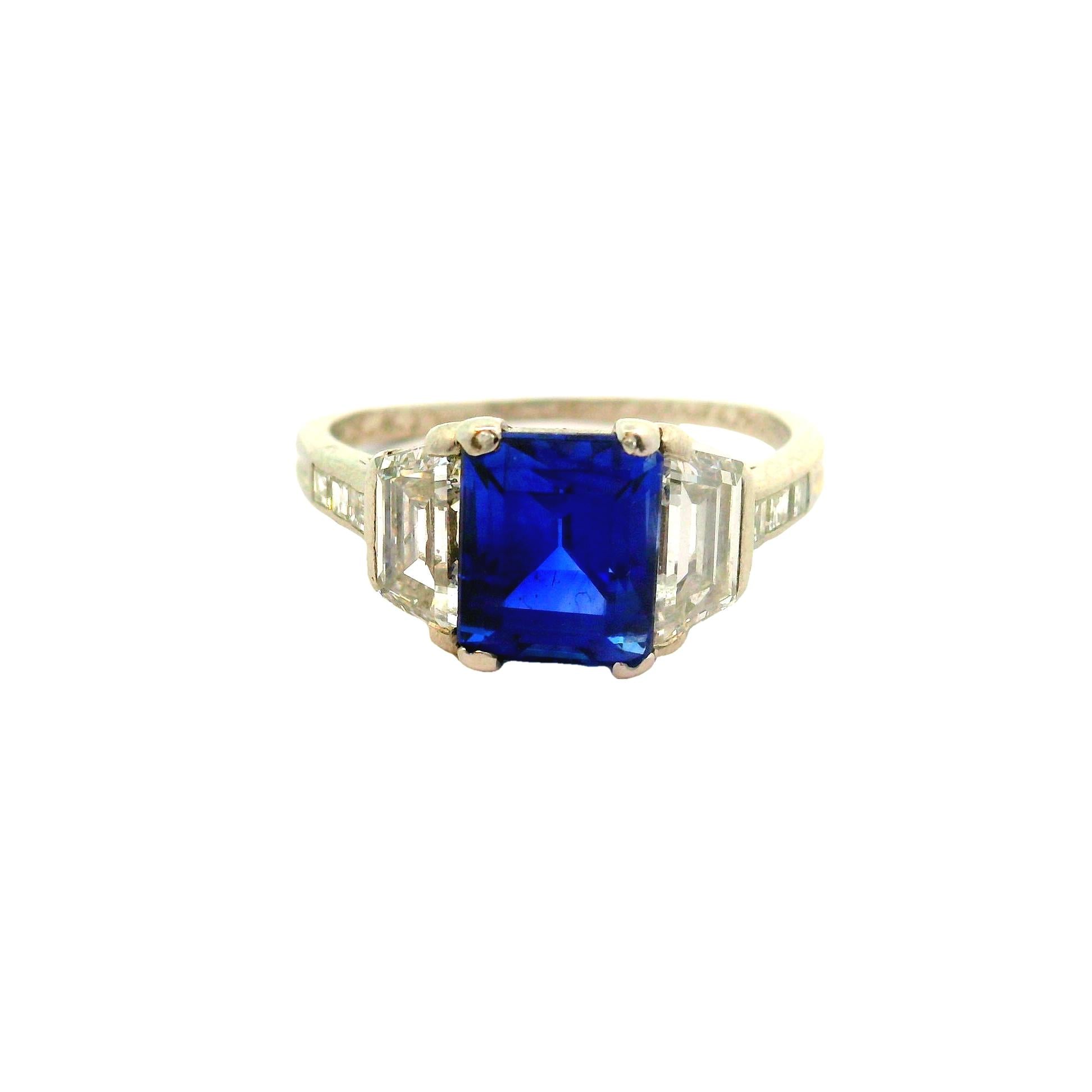 Important Art Deco Tiffany & Co. Kashmir Sapphire Diamond Platinum Ring