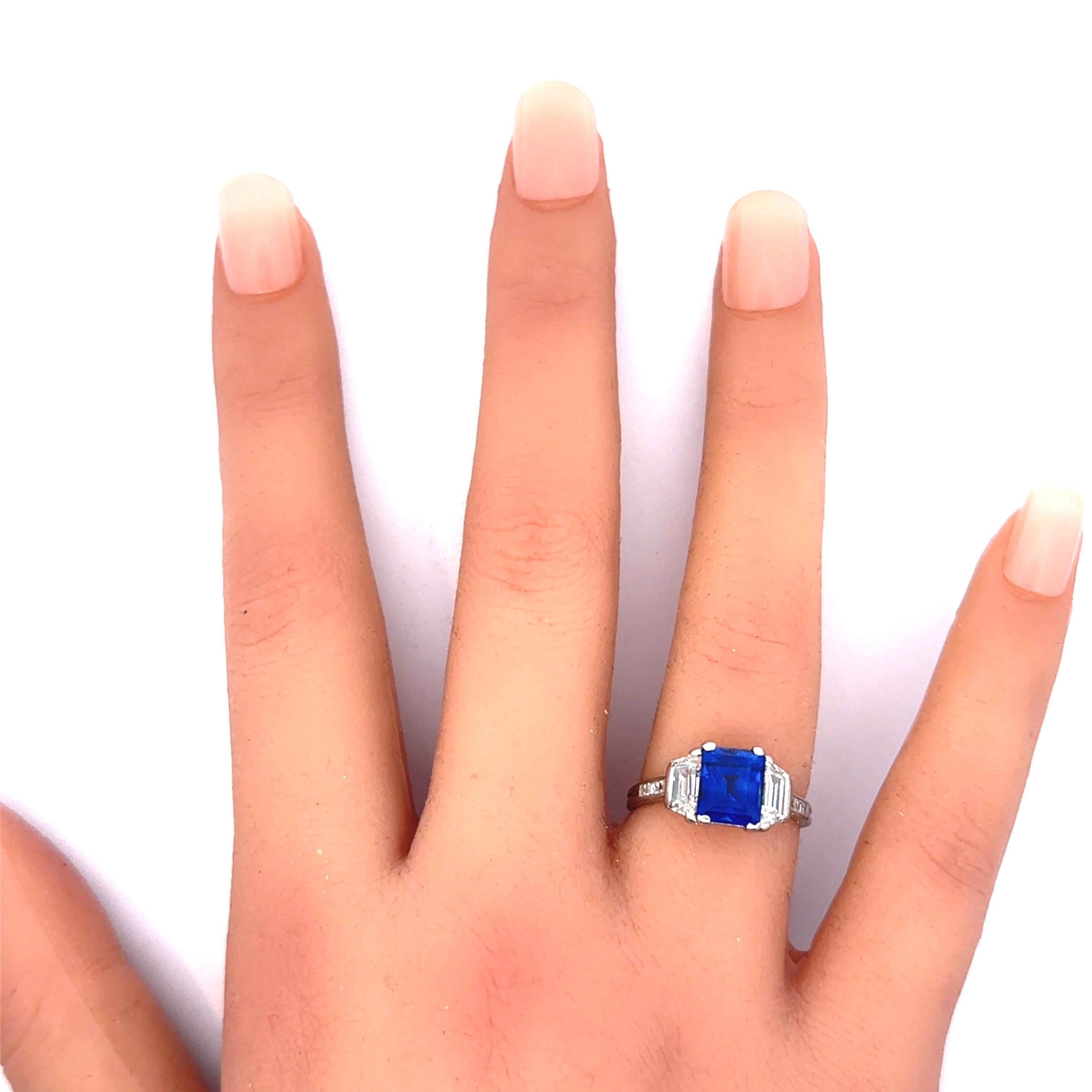 Important Art Deco Tiffany & Co. Kashmir Sapphire Diamond Platinum Ring