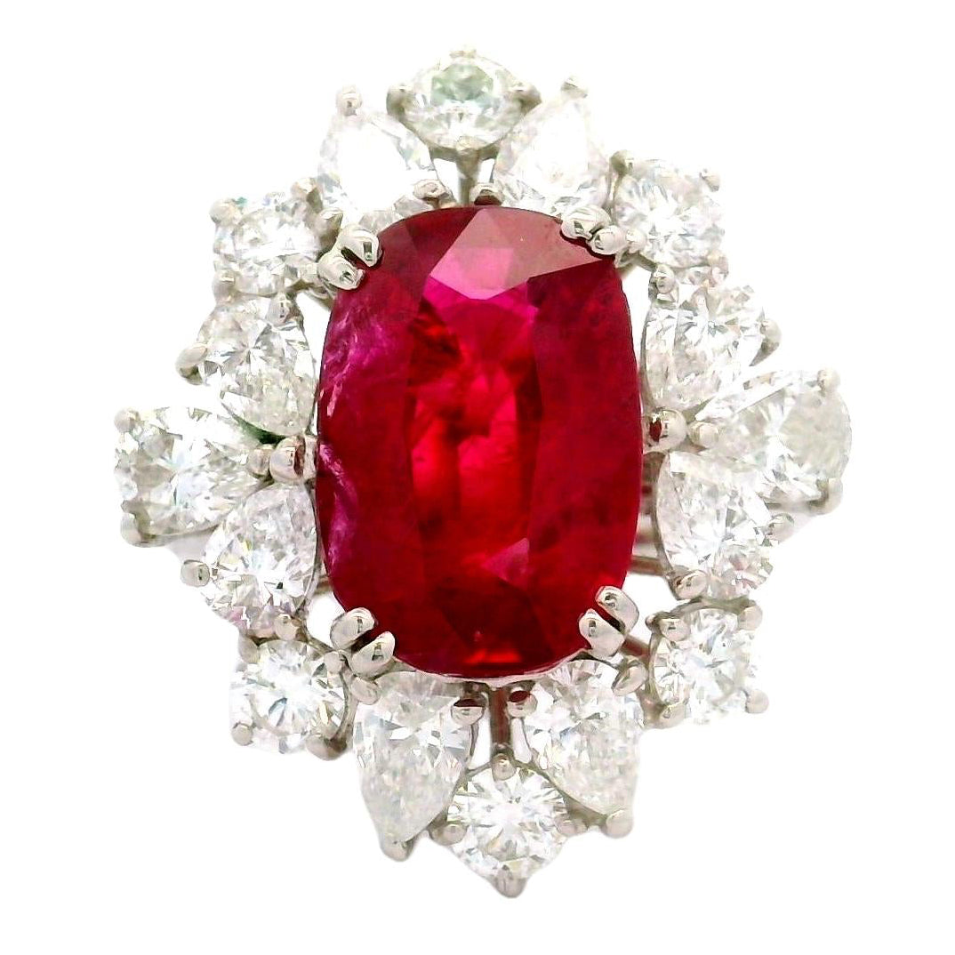 6.16 Carat Ruby Diamond Platinum Ring