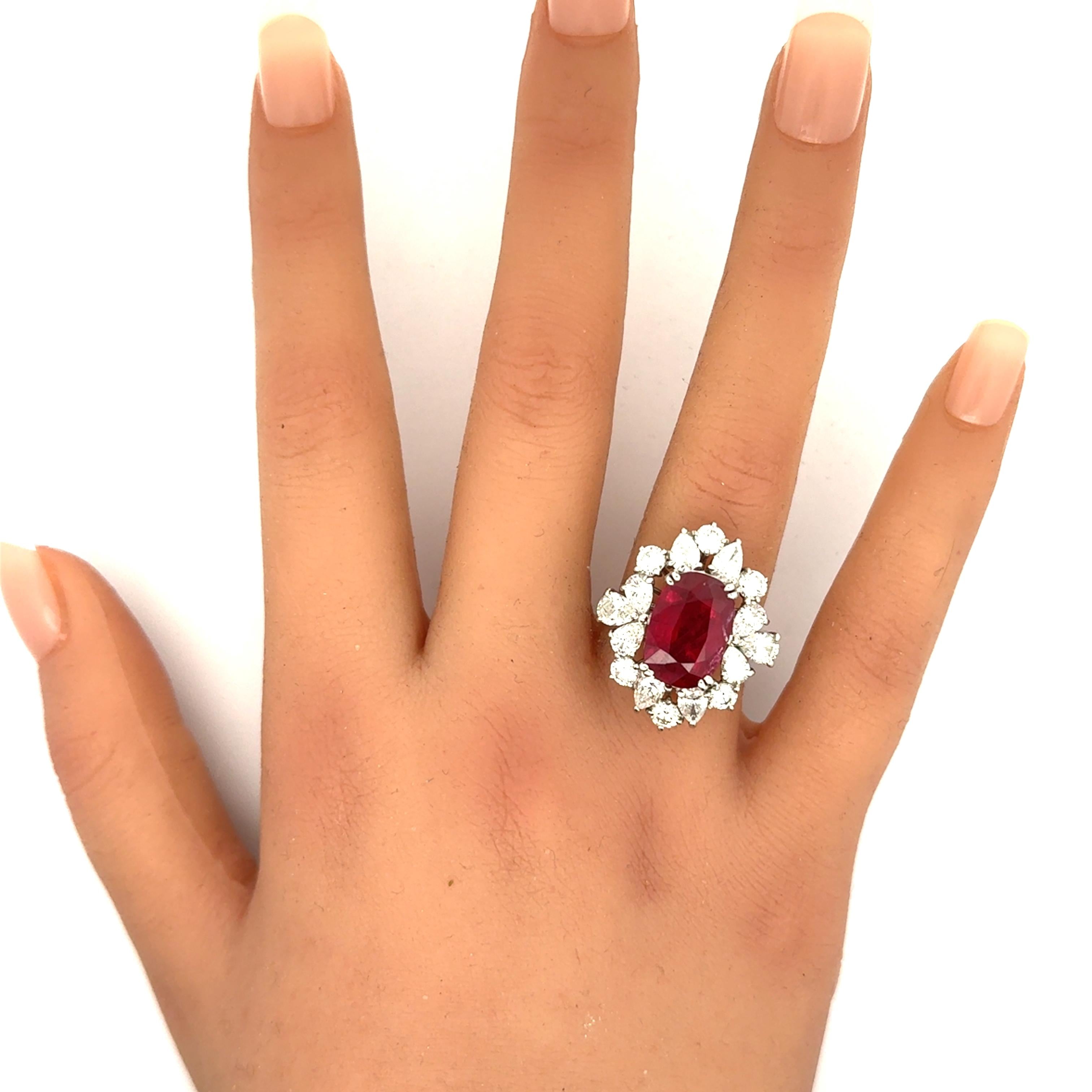 6.16 Carat Ruby Diamond Platinum Ring