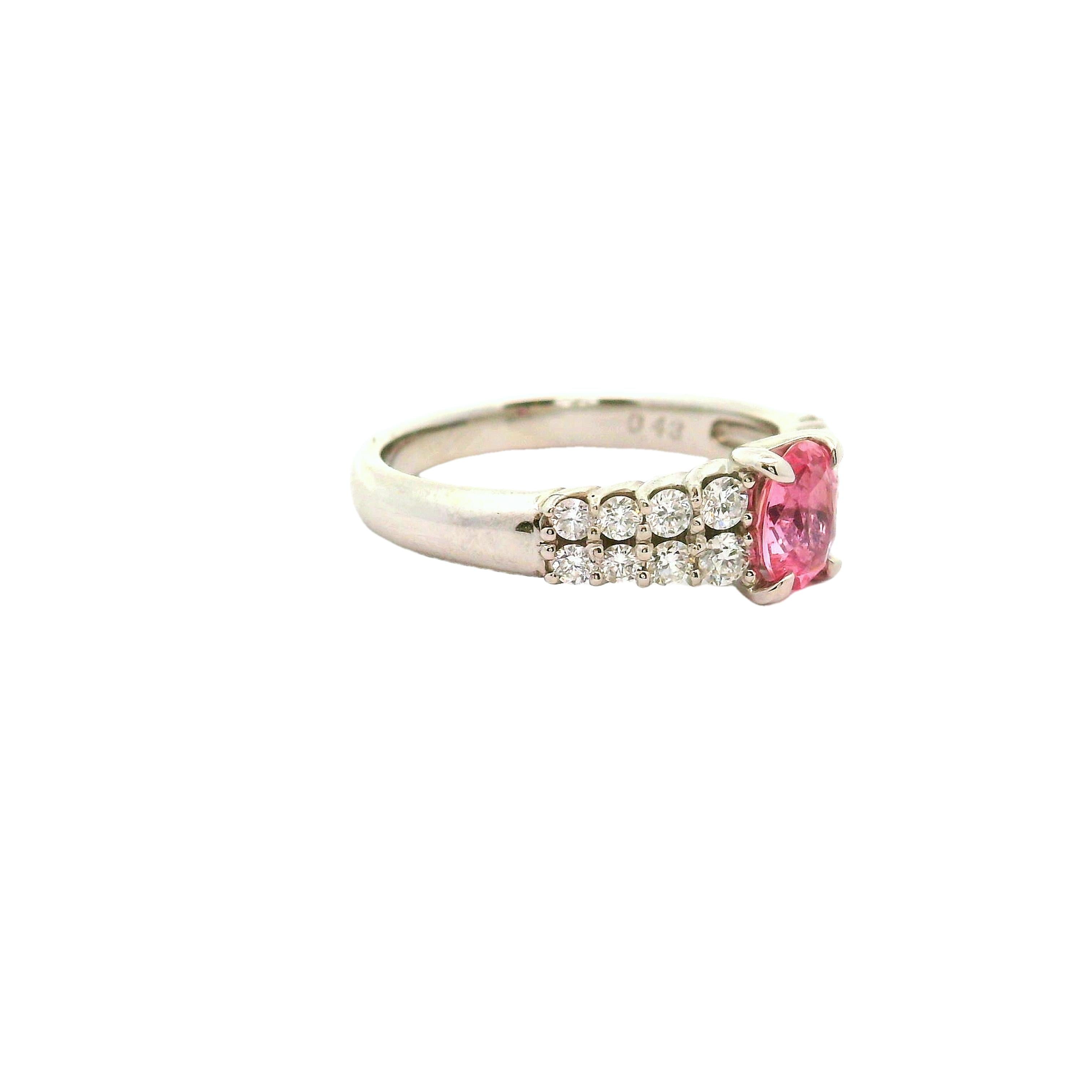 Padparadscha Sapphire Diamond Platinum Ring