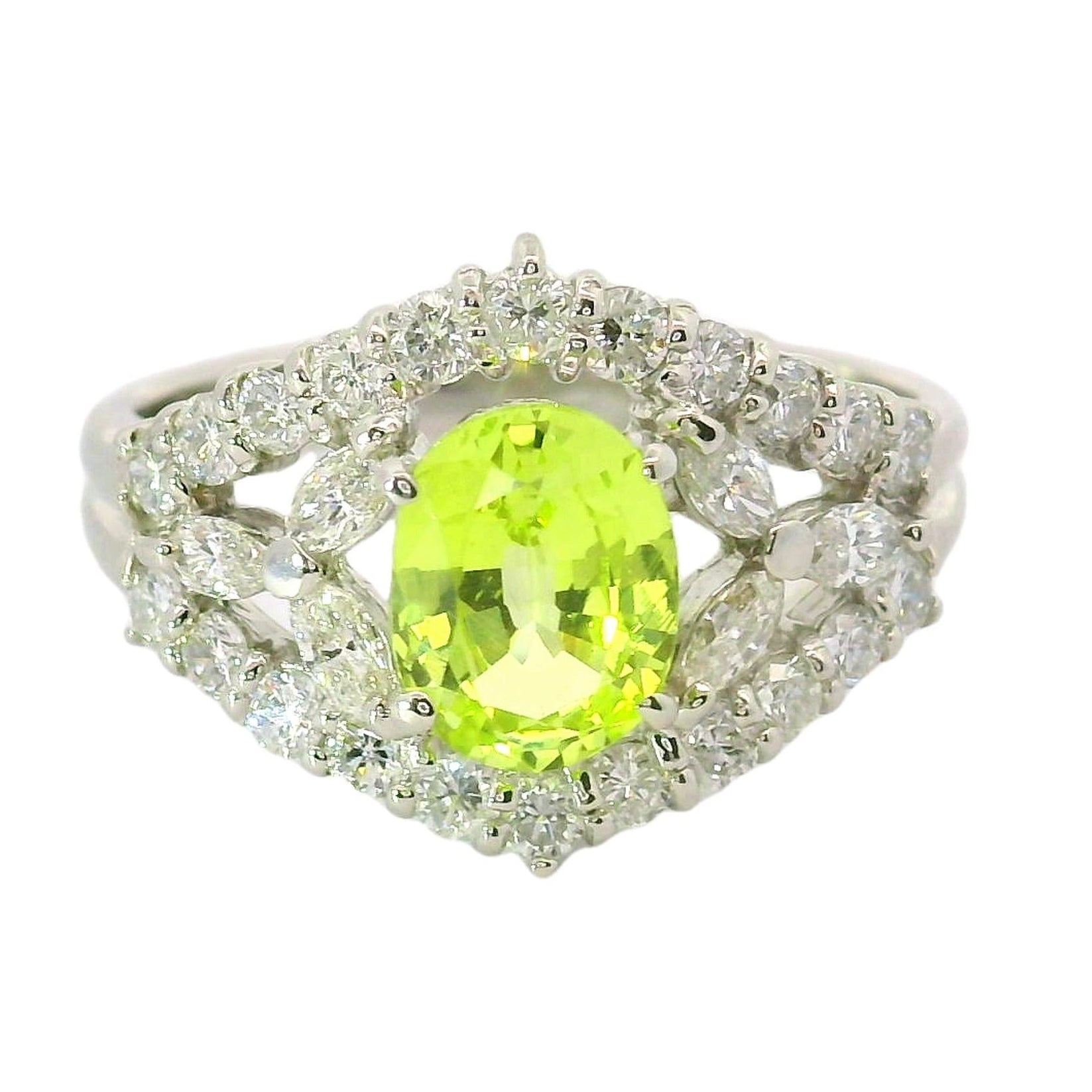 1.31 Carat Chrysoberyl Diamond Platinum Ring