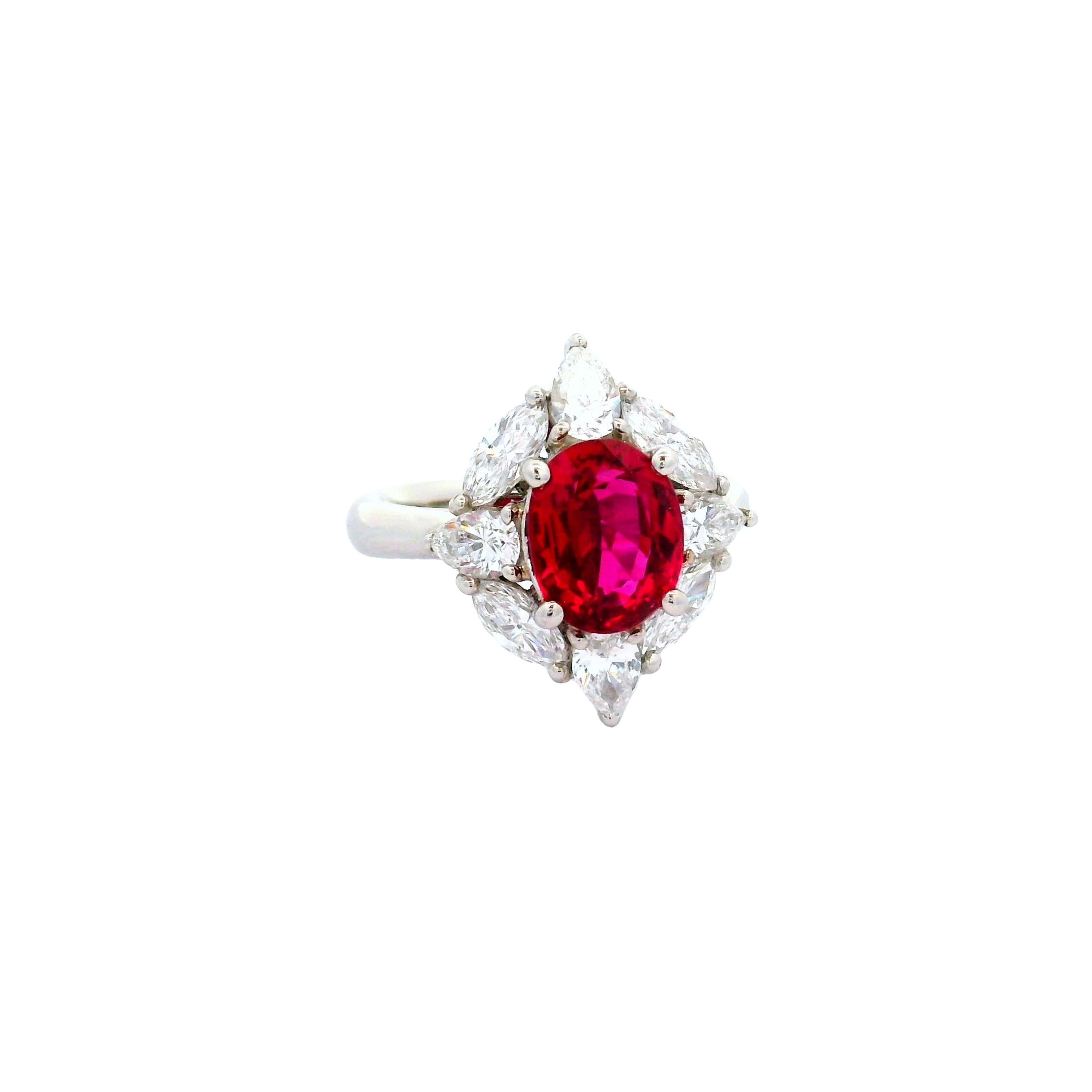 Exceptional 2.25 Carat Ruby Diamond Platinum Ring, GIA Certified